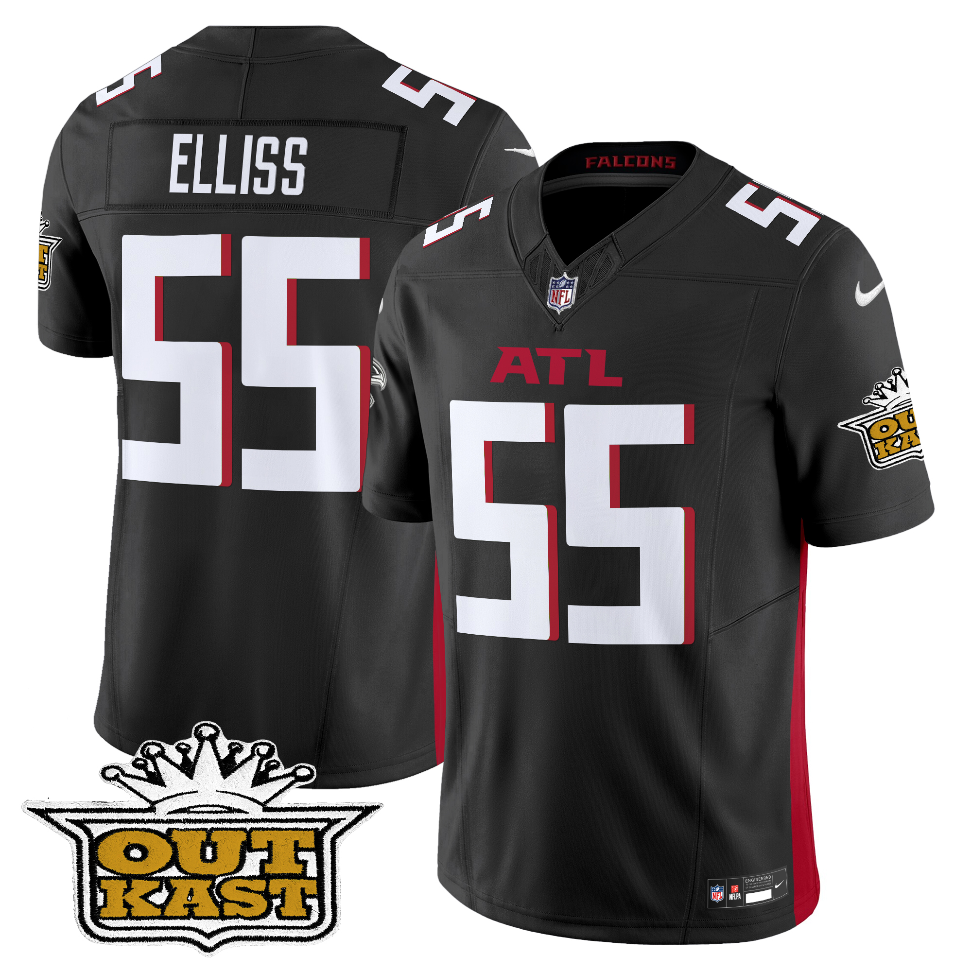 Kaden Elliss Men's Outkast x Atlanta Falcons 2024 Vapor Limited Black Jersey - All Stitched