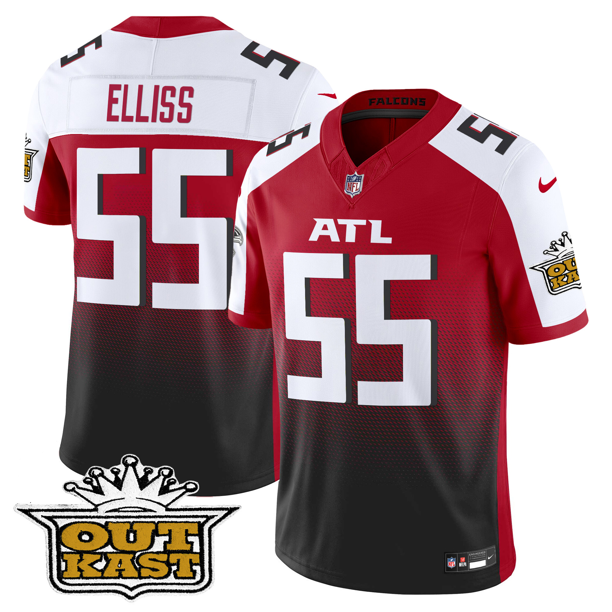 Kaden Elliss Men's Outkast x Atlanta Falcons 2024 Vapor Limited Red Alternate Jersey - All Stitched