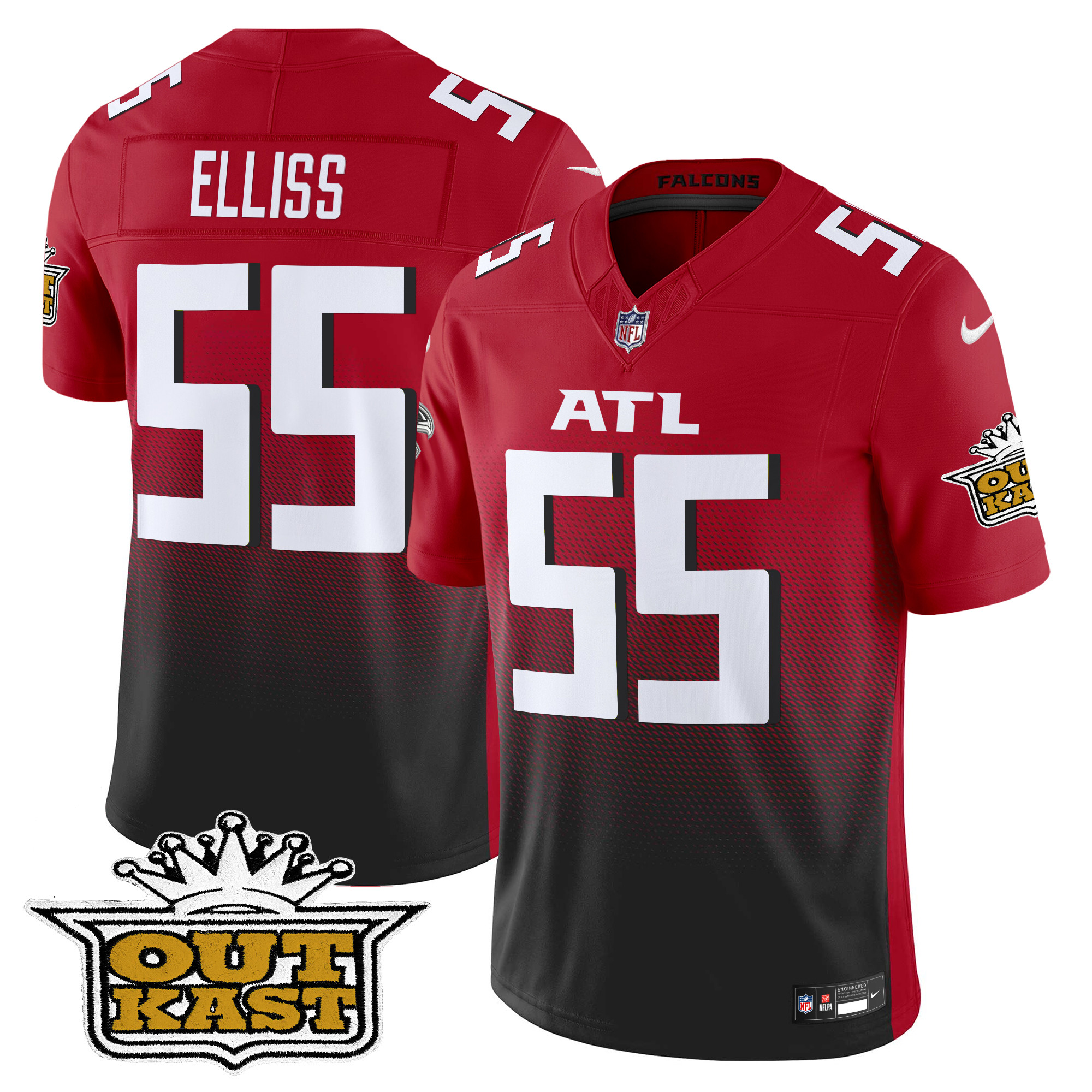 Kaden Elliss Men's Outkast x Atlanta Falcons 2024 Vapor Limited Red Jersey - All Stitched