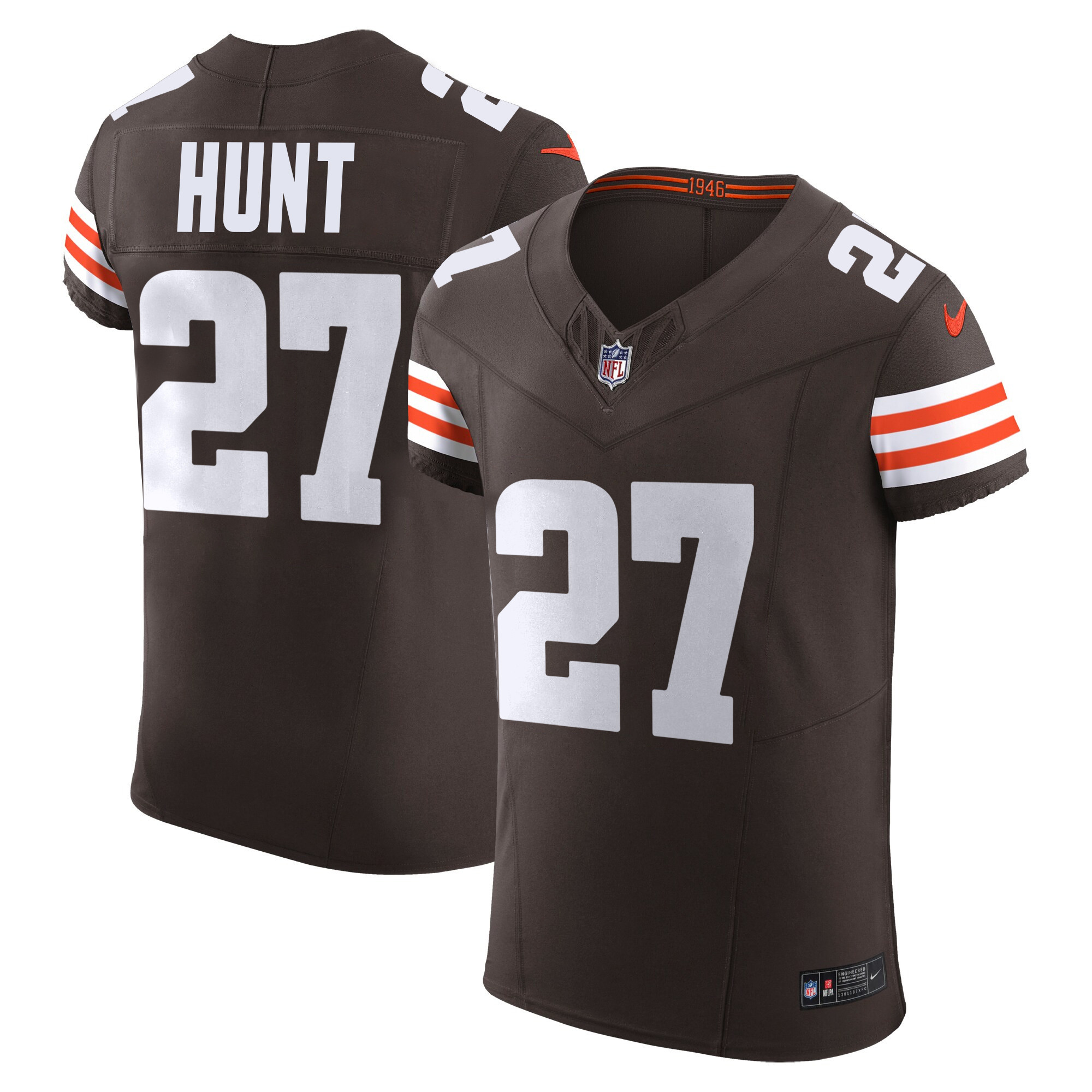 Kareem Hunt Men's Cleveland Browns Vapor Elite Brown Jersey - All Stitched