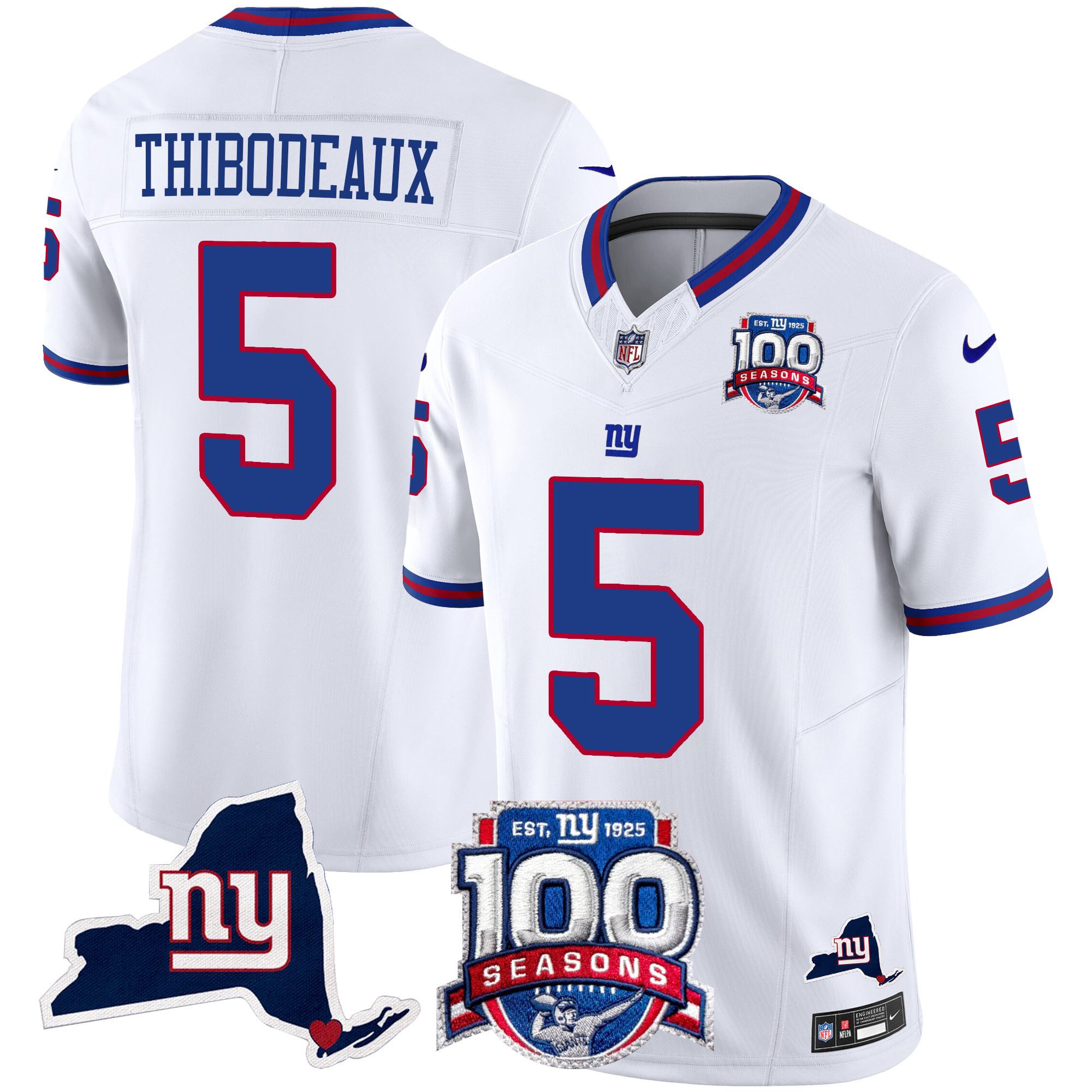 Kayvon Thibodeaux Men's New York Giants 100th Season & State Patch Vapor Limited White Jersey - All Stitched