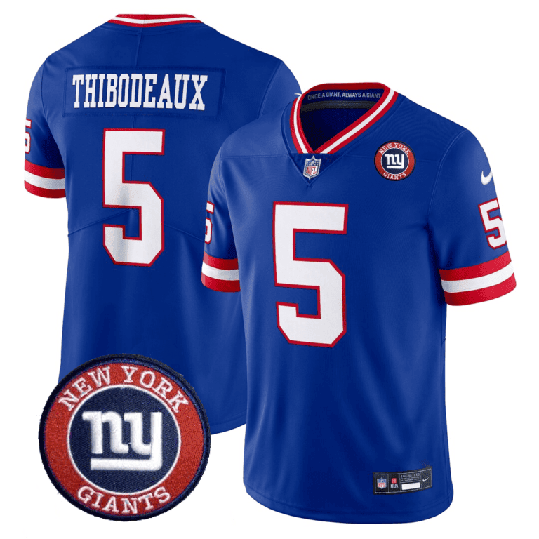 Kayvon Thibodeaux Men's New York Giants Logo Patch Limited Royal Jersey - All Stitched