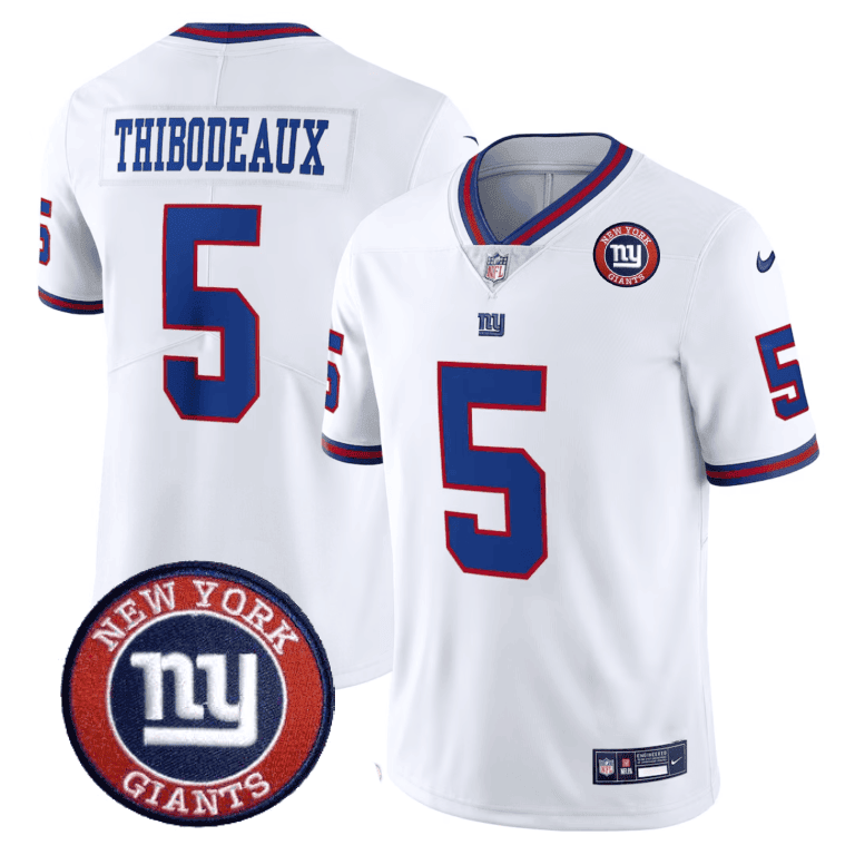 Kayvon Thibodeaux Men's New York Giants Logo Patch Limited White Jersey - All Stitched