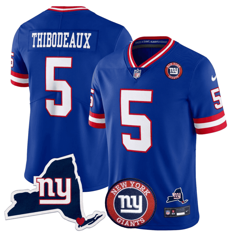 Kayvon Thibodeaux Men's New York Giants New York State & Logo Patch Limited Royal Jersey - All Stitched