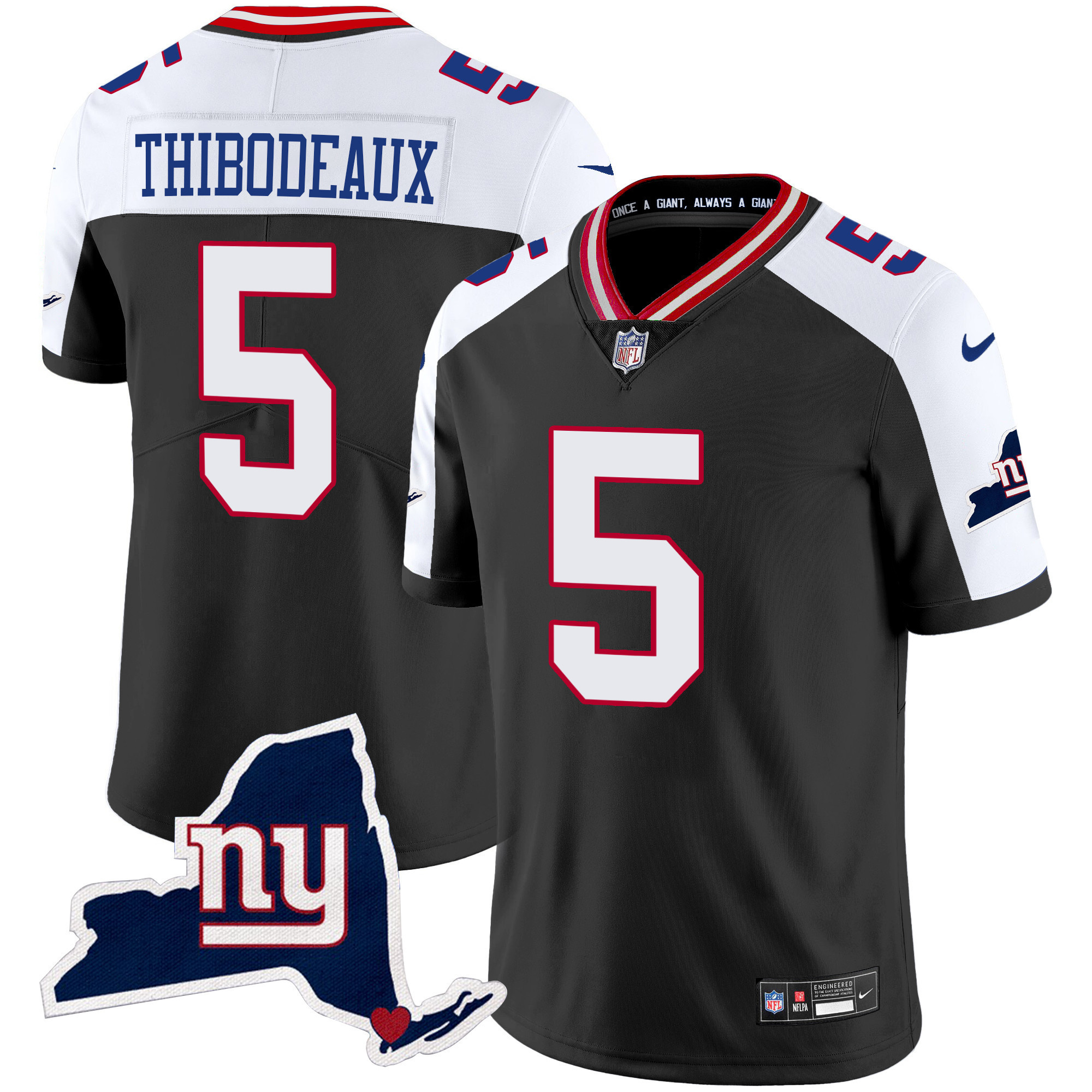 Kayvon Thibodeaux Men's New York Giants New York State Map Patch Limited Black Alternate Jersey - All Stitched