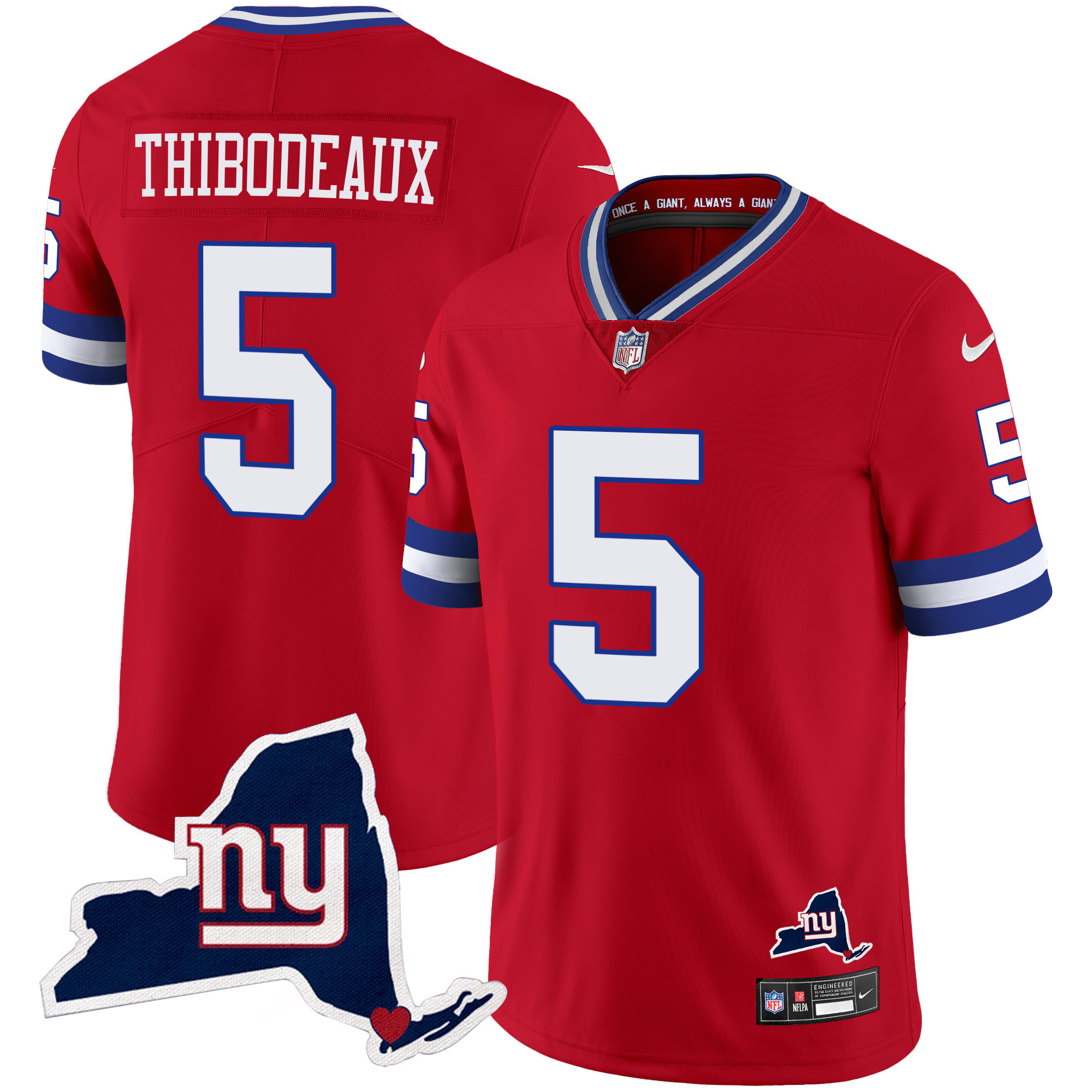 Kayvon Thibodeaux Men's New York Giants New York State Map Patch Limited Red Jersey - All Stitched