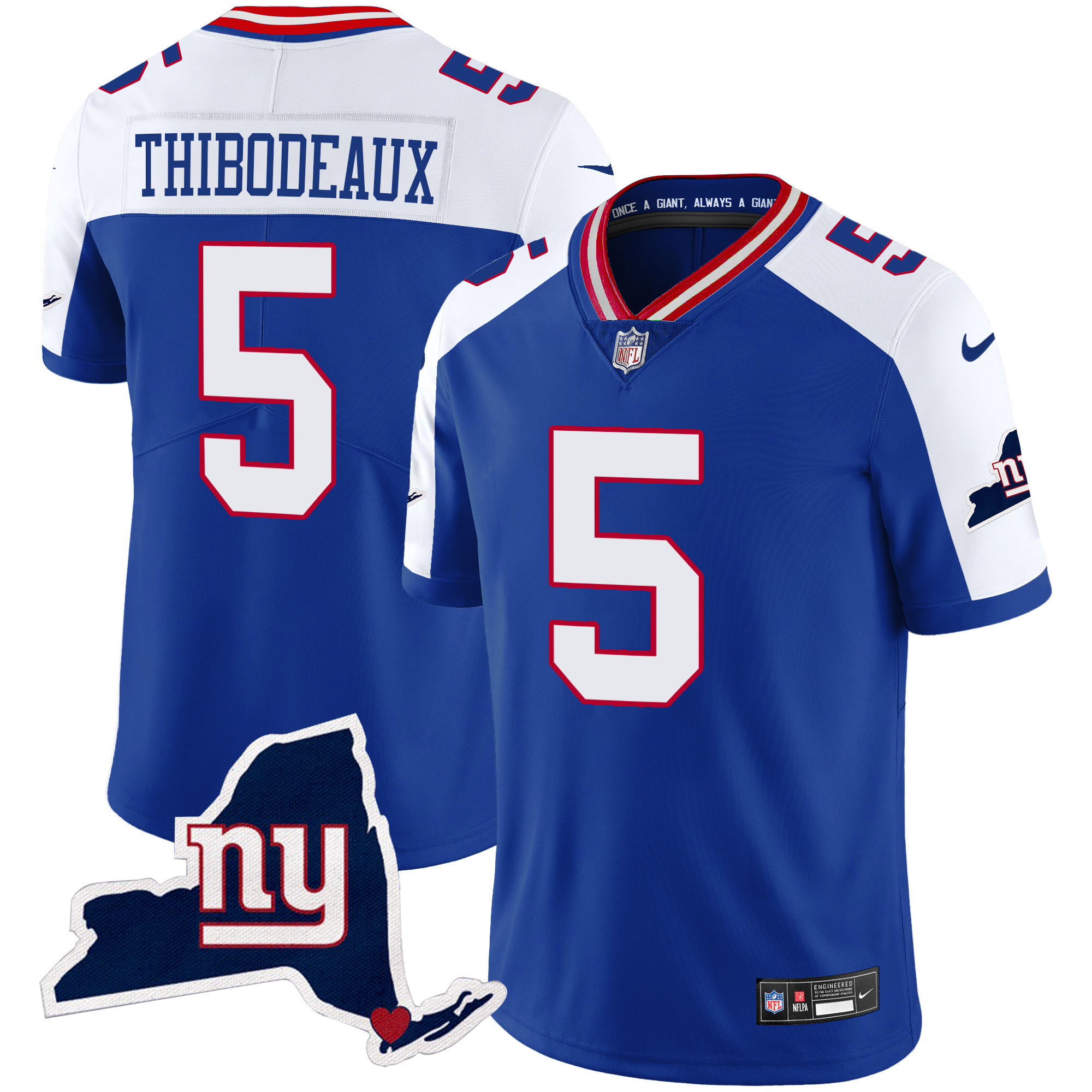 Kayvon Thibodeaux Men's New York Giants New York State Map Patch Limited Royal Alternate Jersey - All Stitched