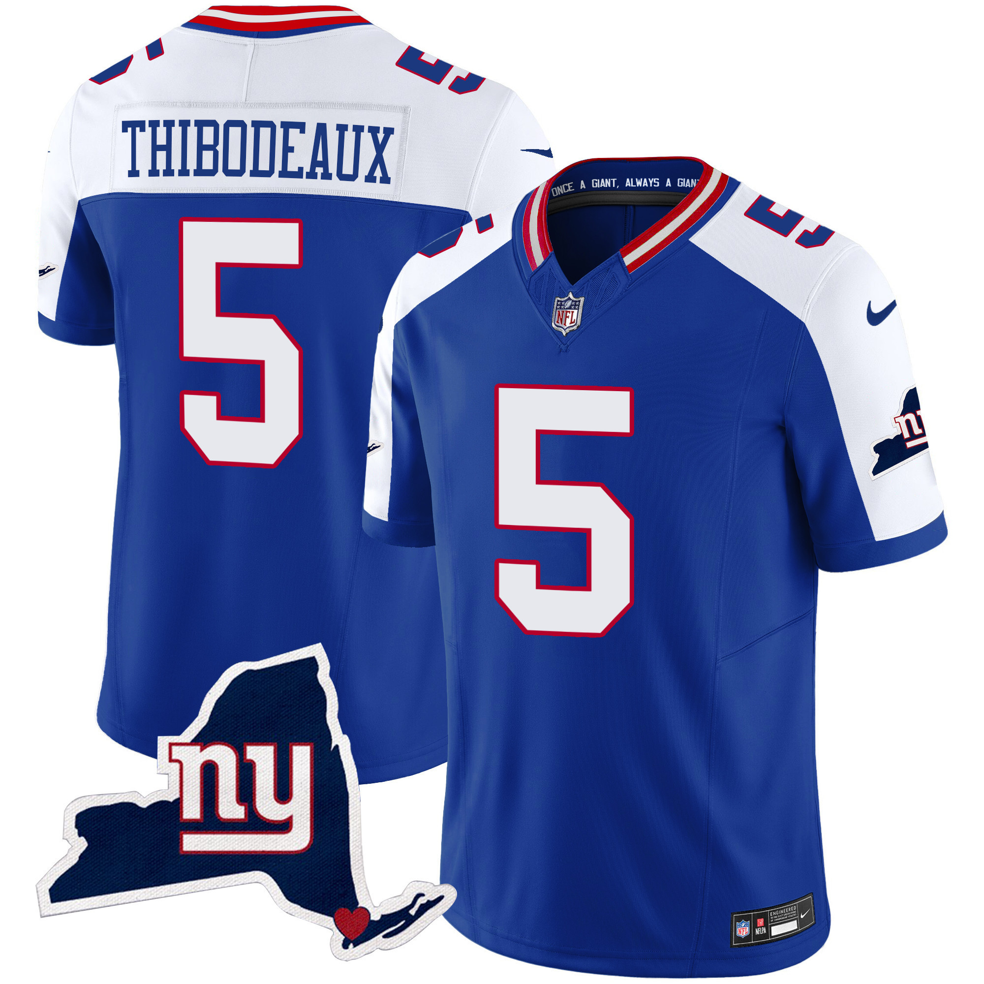 Kayvon Thibodeaux Men's New York Giants New York State Map Patch Limited Royal Alternate Jersey - All Stitched