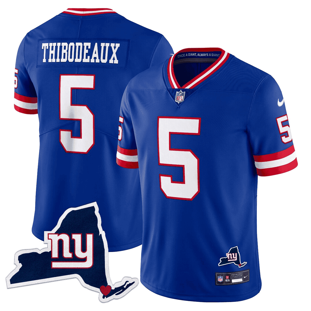Kayvon Thibodeaux Men's New York Giants New York State Map Patch Limited Royal Jersey - All Stitched