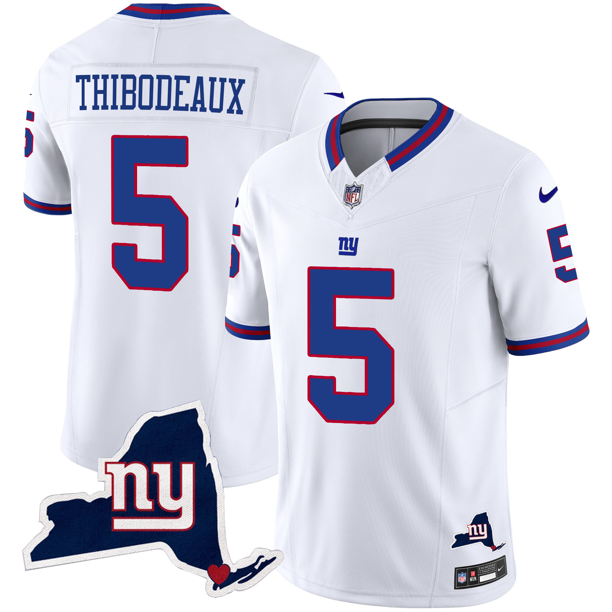 Kayvon Thibodeaux Men's New York Giants New York State Map Patch Limited White Jersey - All Stitched