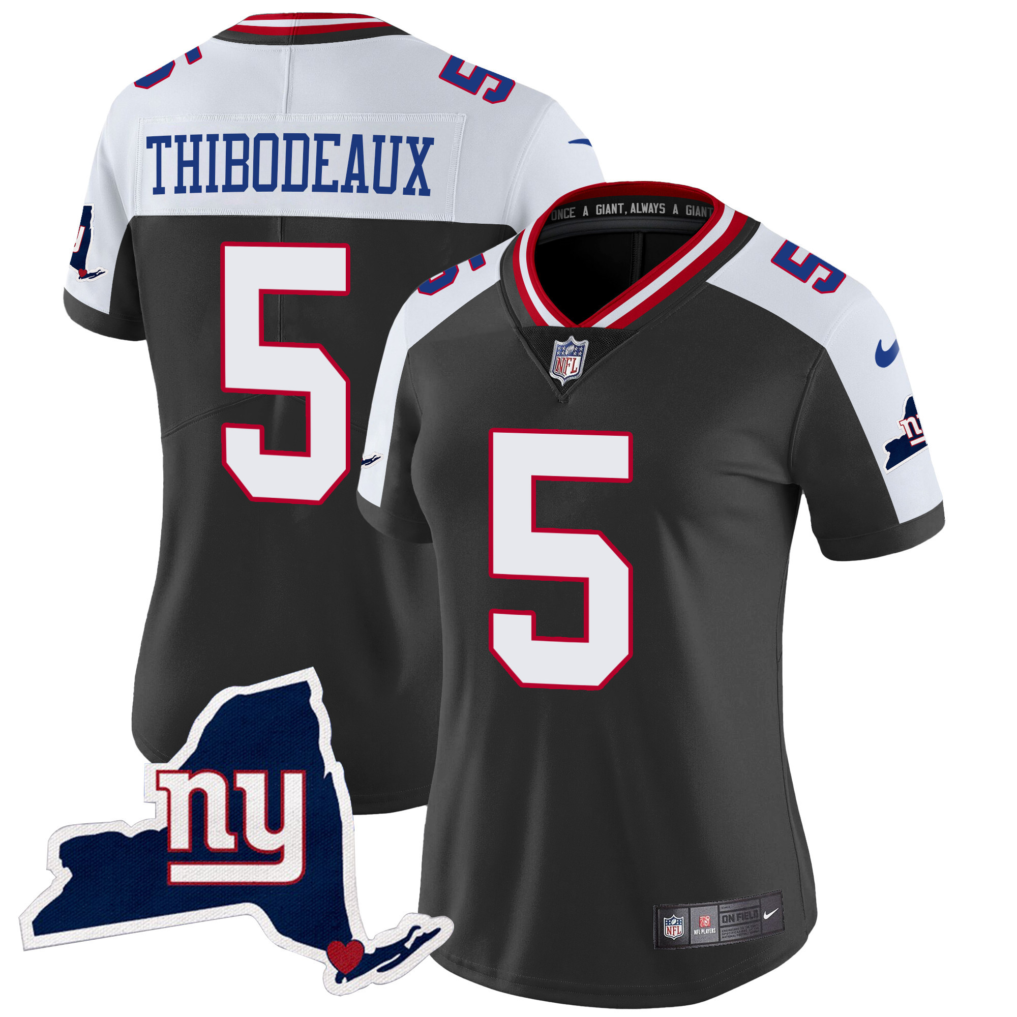Kayvon Thibodeaux Women's New York Giants New York State Map Patch Limited Black Alternate Jersey - All Stitched