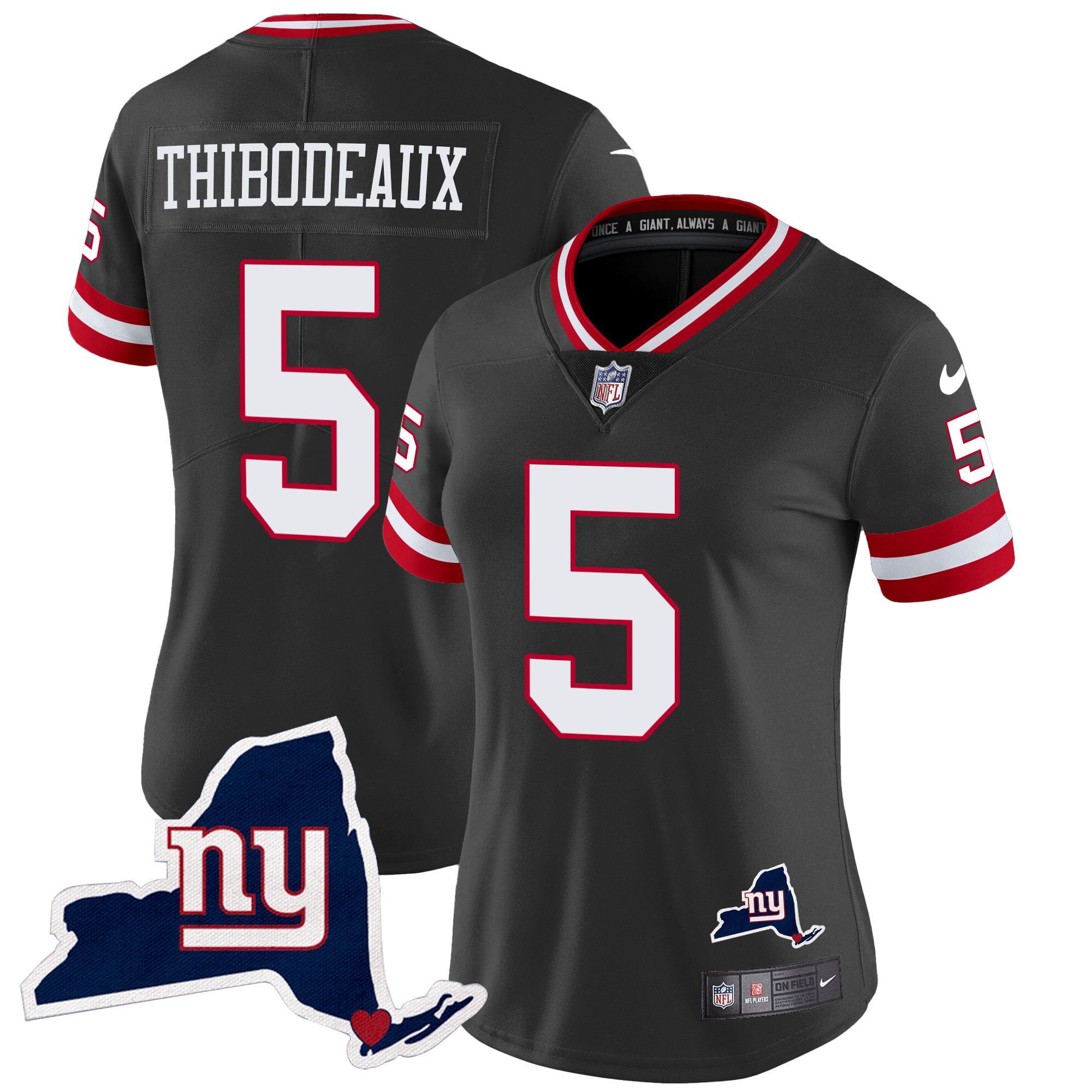 Kayvon Thibodeaux Women's New York Giants New York State Map Patch Limited Black Jersey - All Stitched