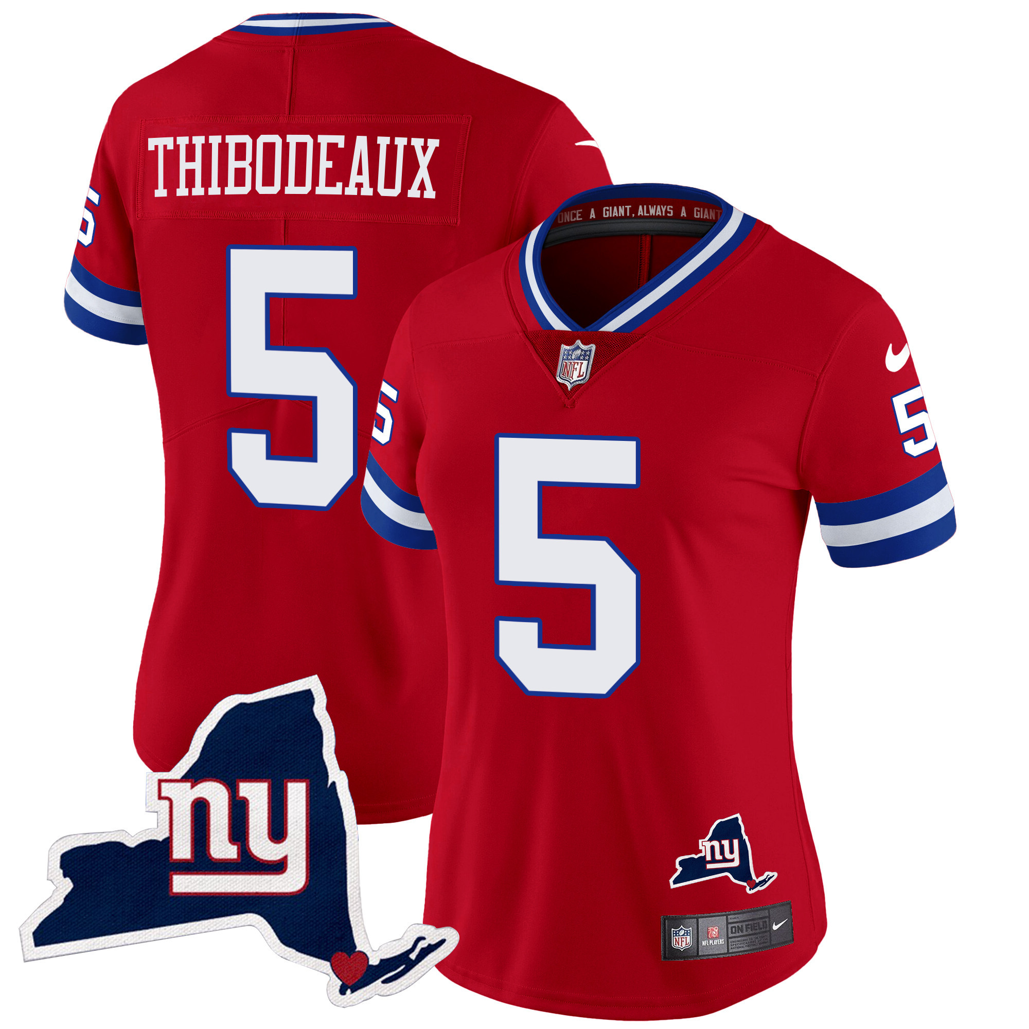 Kayvon Thibodeaux Women's New York Giants New York State Map Patch Limited Red Jersey - All Stitched