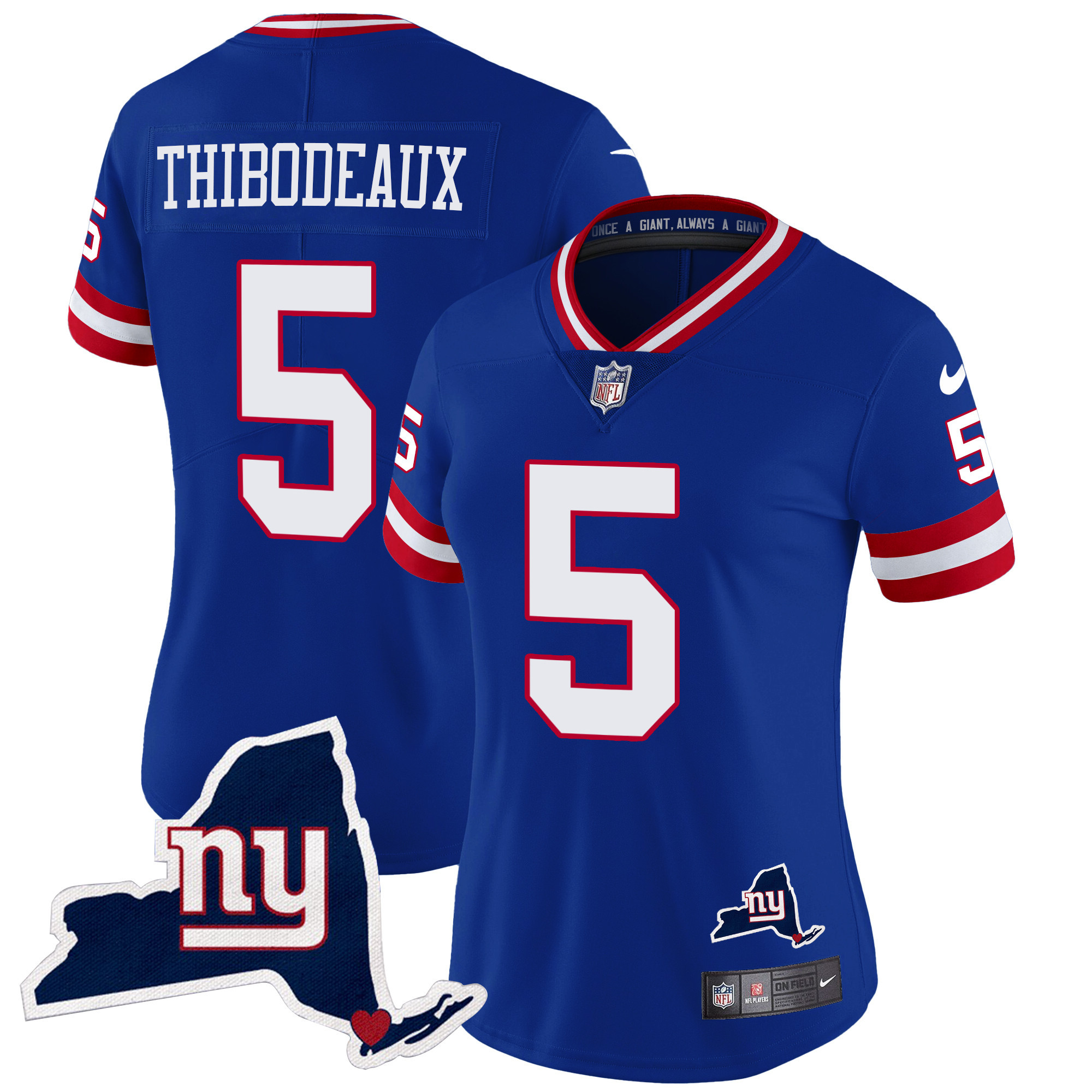 Kayvon Thibodeaux Women's New York Giants New York State Map Patch Limited Royal Jersey - All Stitched