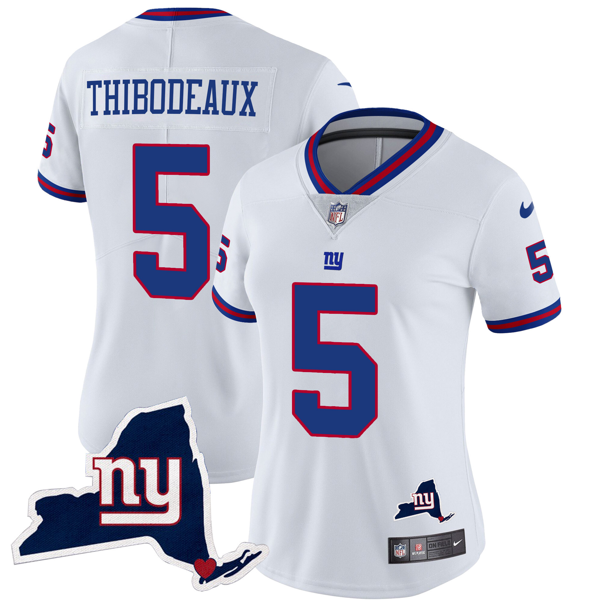 Kayvon Thibodeaux Women's New York Giants New York State Map Patch Limited White Jersey - All Stitched