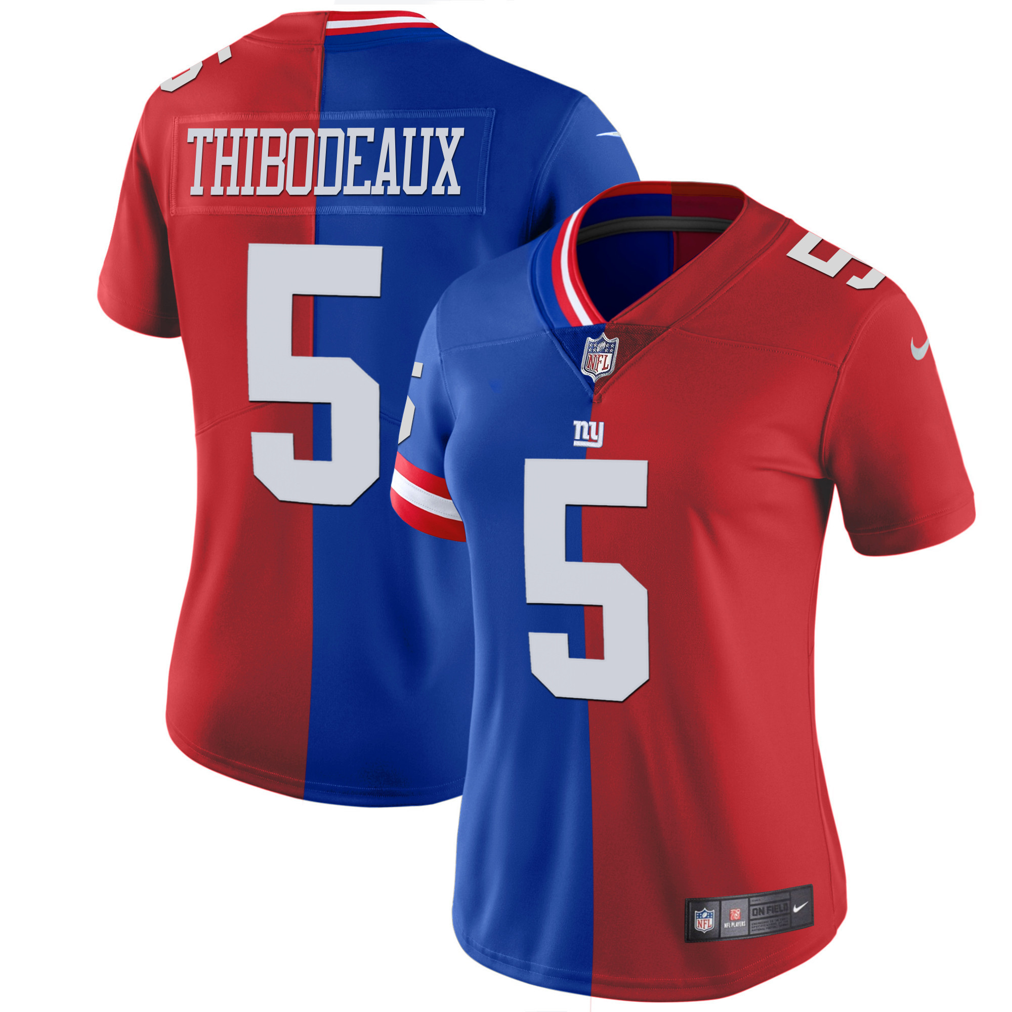 Kayvon Thibodeaux Women's New York Giants Split Vapor Royal Red Jersey - All Stitched