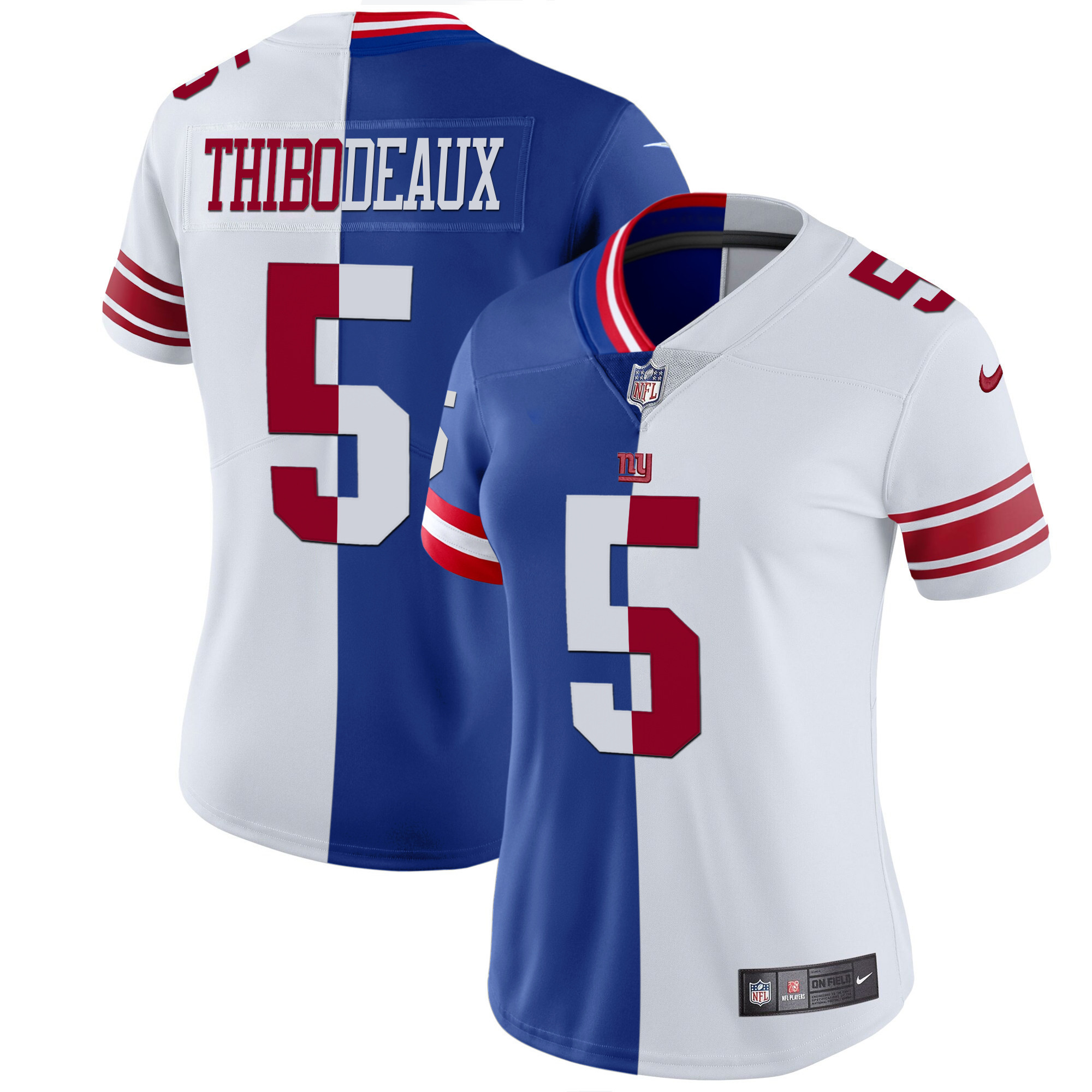Kayvon Thibodeaux Women's New York Giants Split Vapor Royal White Jersey - All Stitched