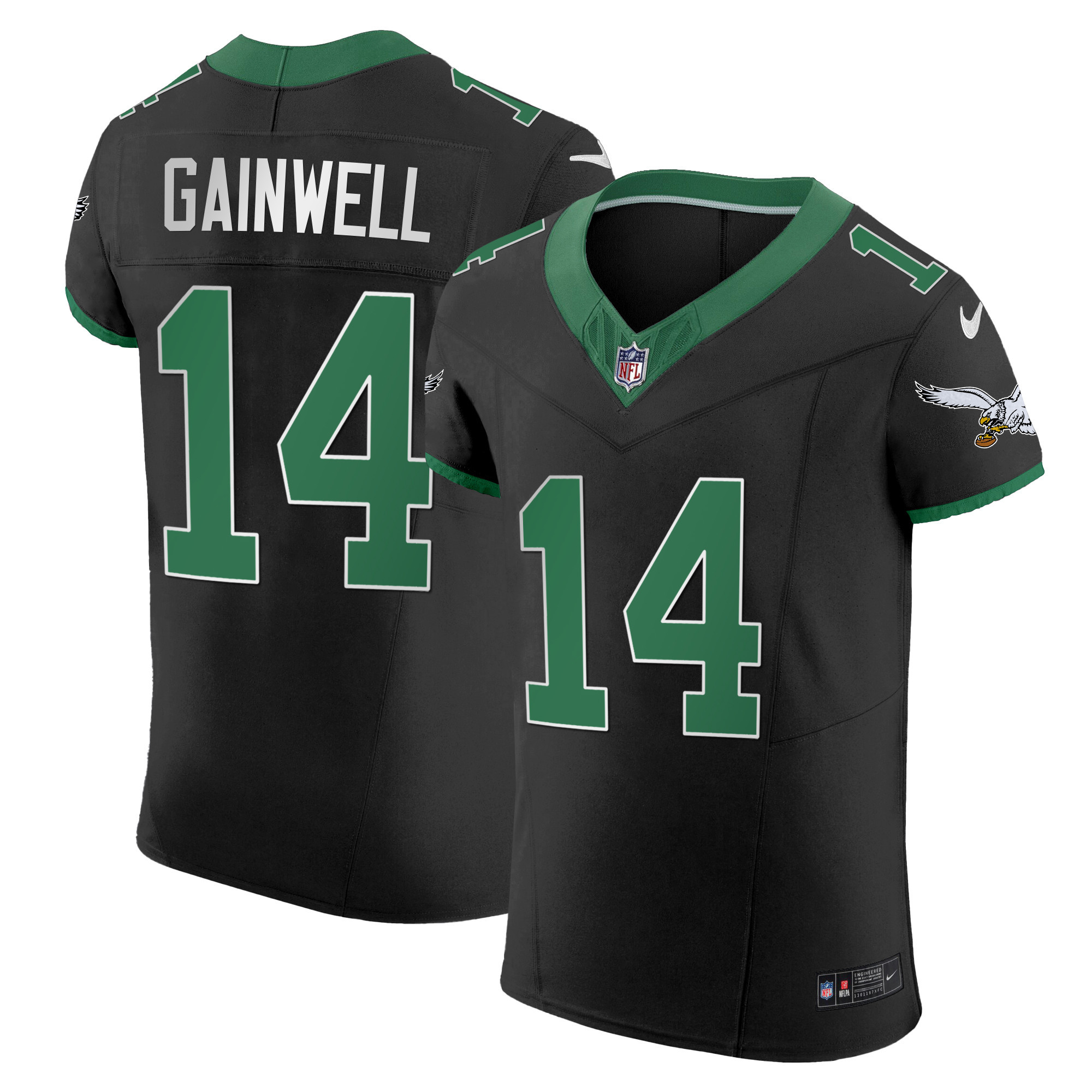 Kenneth Gainwell Men's Philadelphia Eagles Kelly Green Vapor Elite Kelly Black Jersey - All Stitched