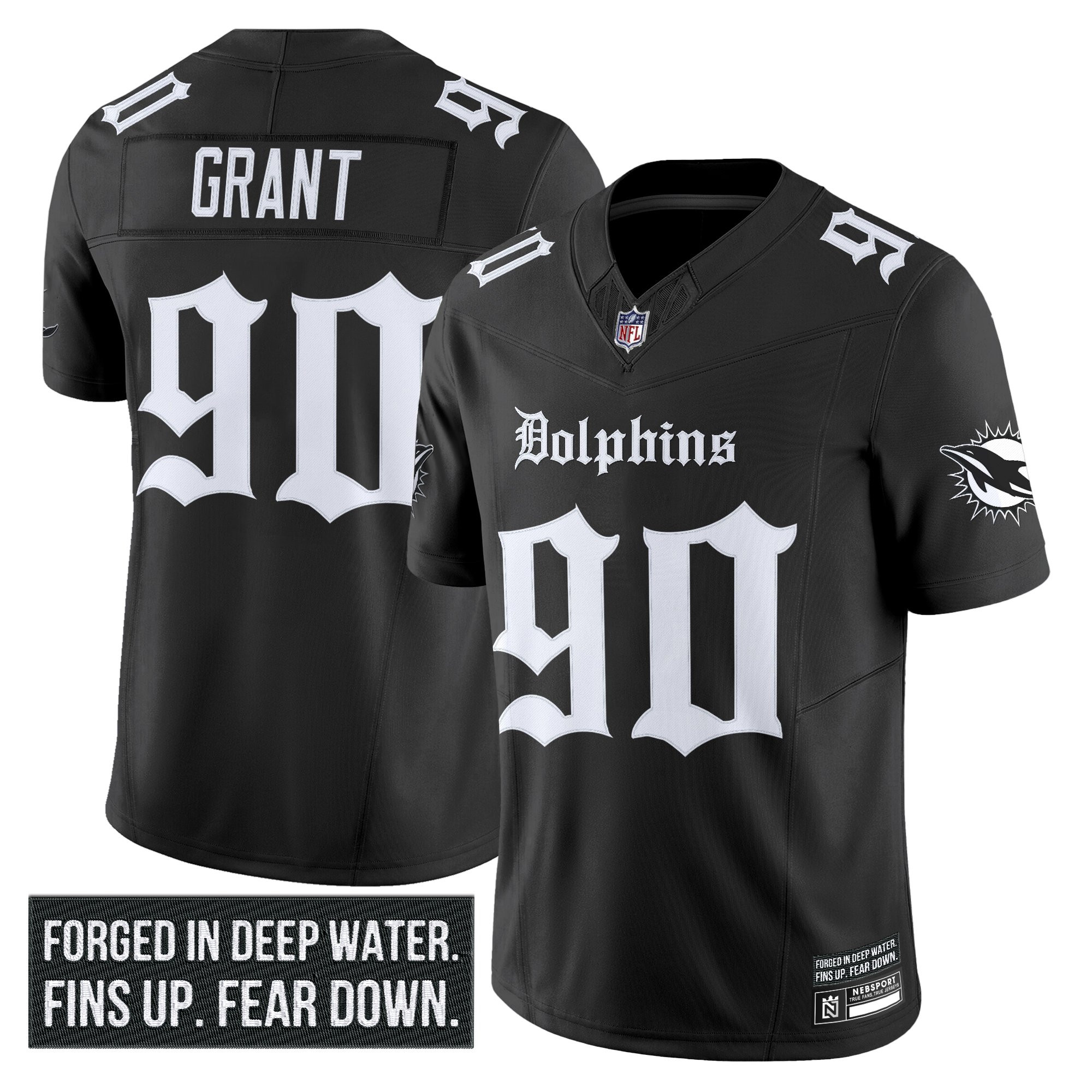 Kenneth Grant Men's Miami Dolphins 'Gothic Deep Water Edition' Vapor Limited Black Jersey - All Stitched