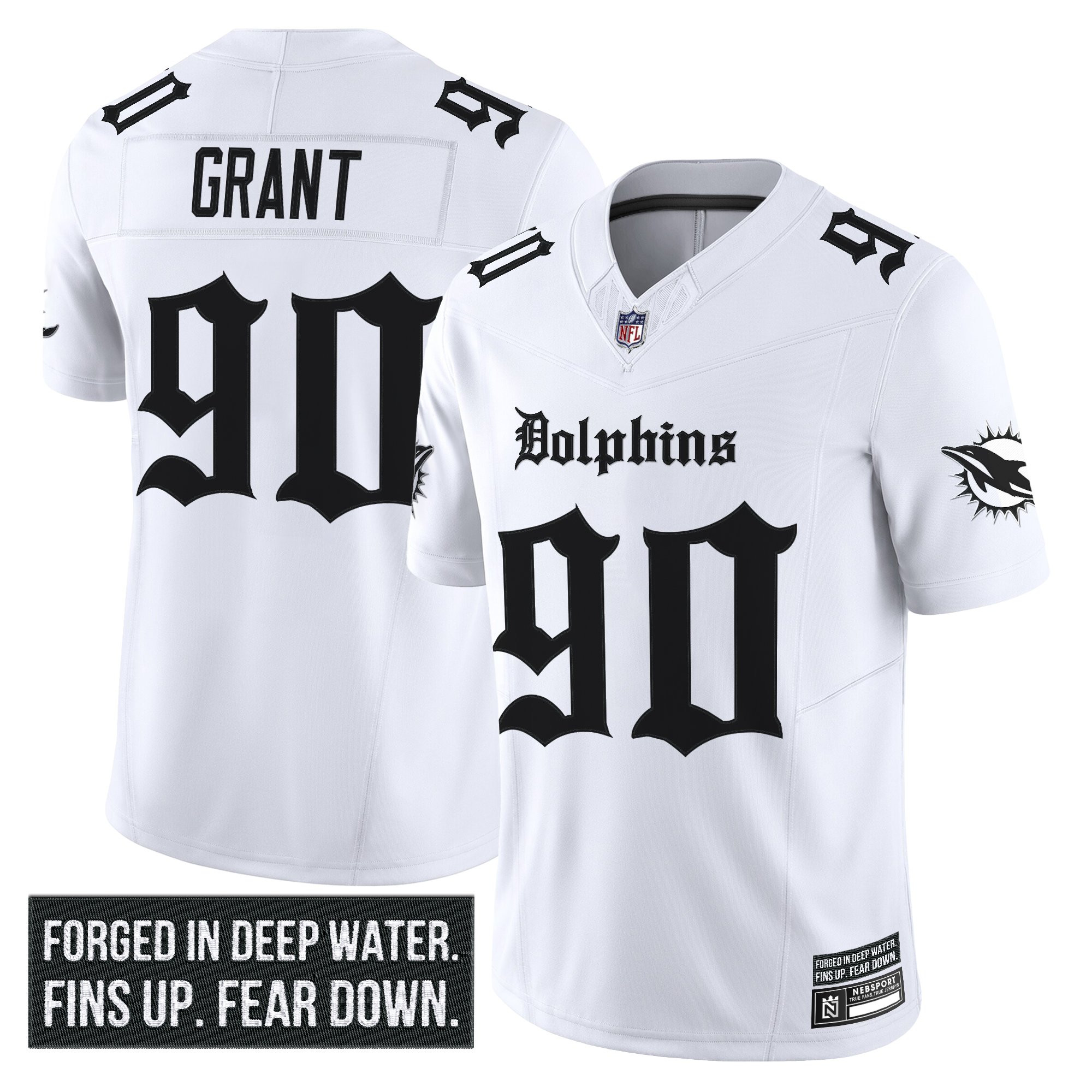 Kenneth Grant Men's Miami Dolphins 'Gothic Deep Water Edition' Vapor Limited White Jersey - All Stitched