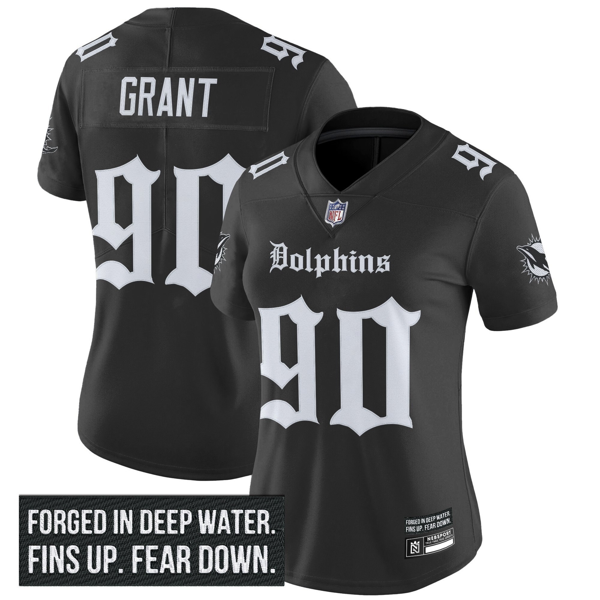 Kenneth Grant Women's Miami Dolphins 'Gothic Deep Water Edition' Vapor Limited Black Jersey - All Stitched