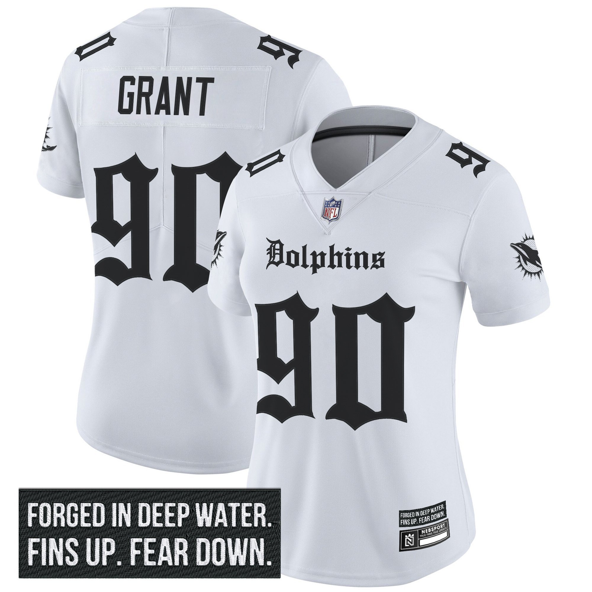 Kenneth Grant Women's Miami Dolphins 'Gothic Deep Water Edition' Vapor Limited White Jersey - All Stitched