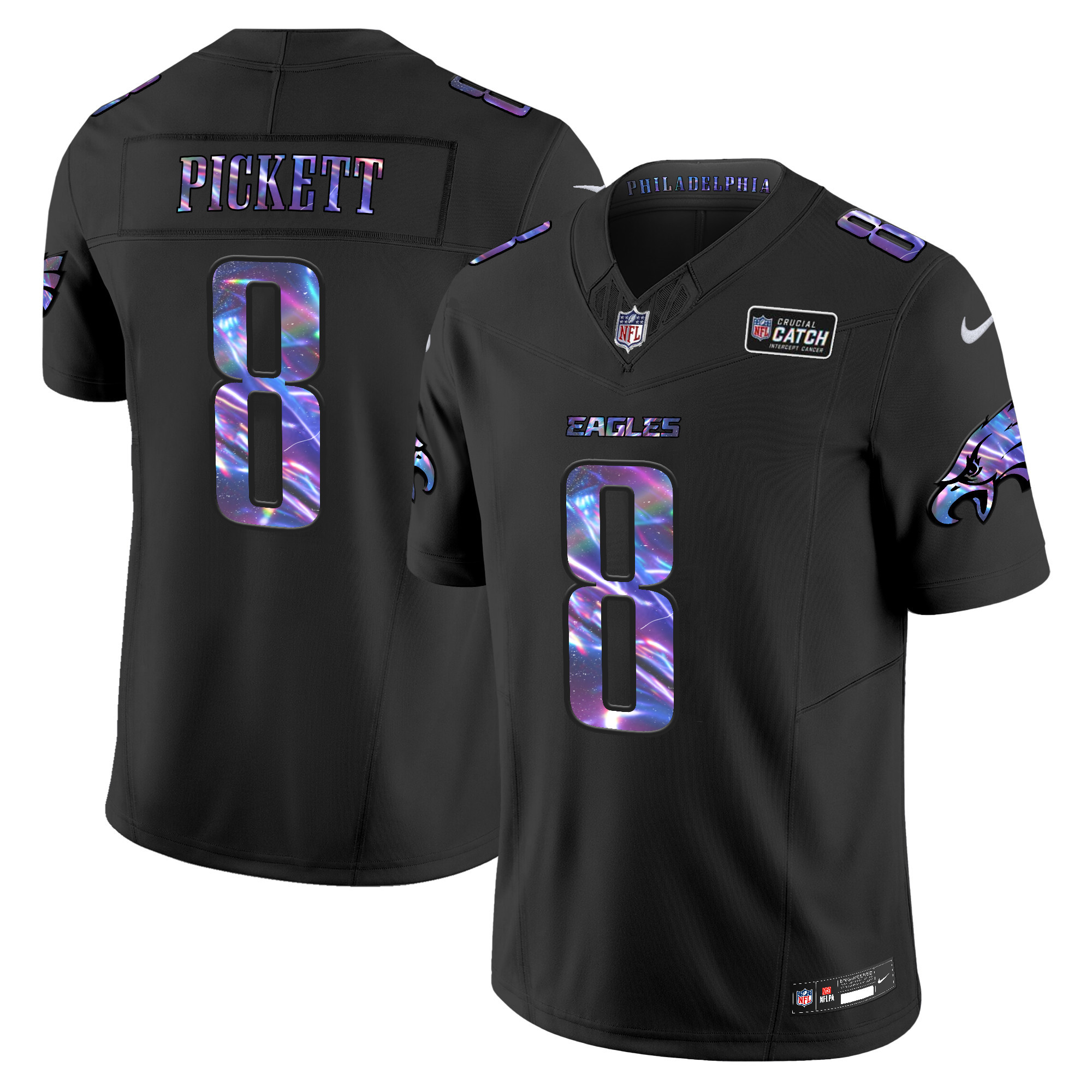 Kenny Pickett Men's Philadelphia Eagles 2024 Crucial Catch Vapor Limited Black Jersey - All Stitched