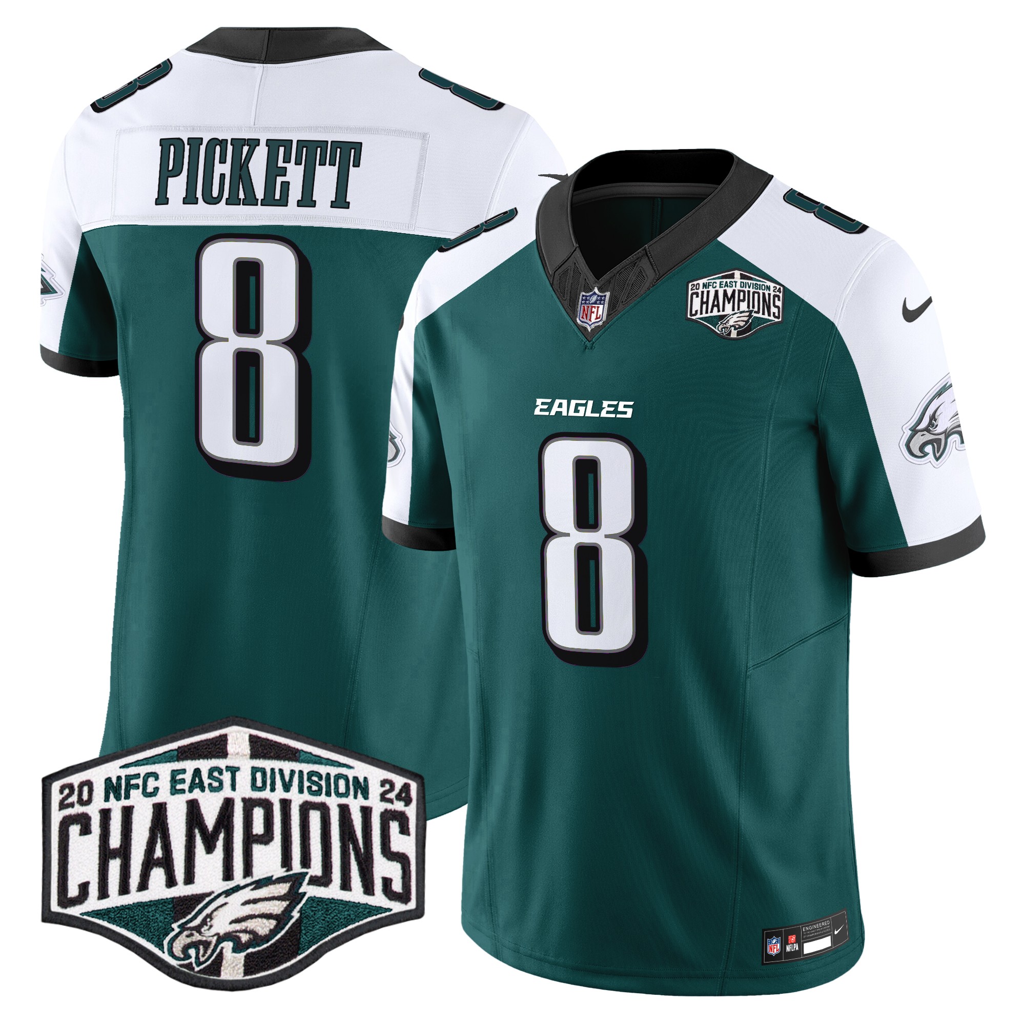 Kenny Pickett Men's Philadelphia Eagles 2024 NFC East Division Champions Vapor Limited Green Alternate Jersey - All Stitched