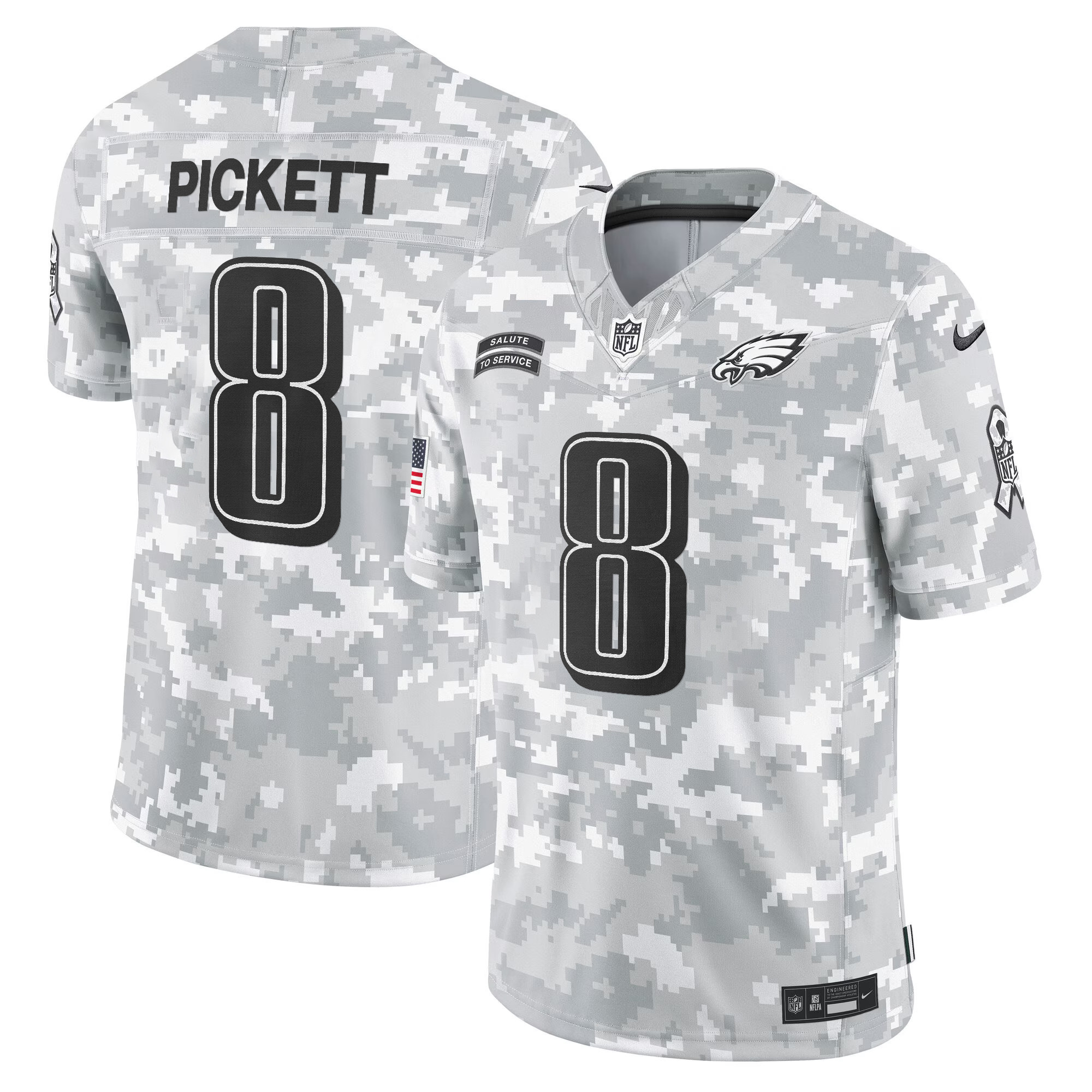 Kenny Pickett Men's Philadelphia Eagles 2024 Salute to Service Vapor Limited Arctic Camo Jersey - All Stitched