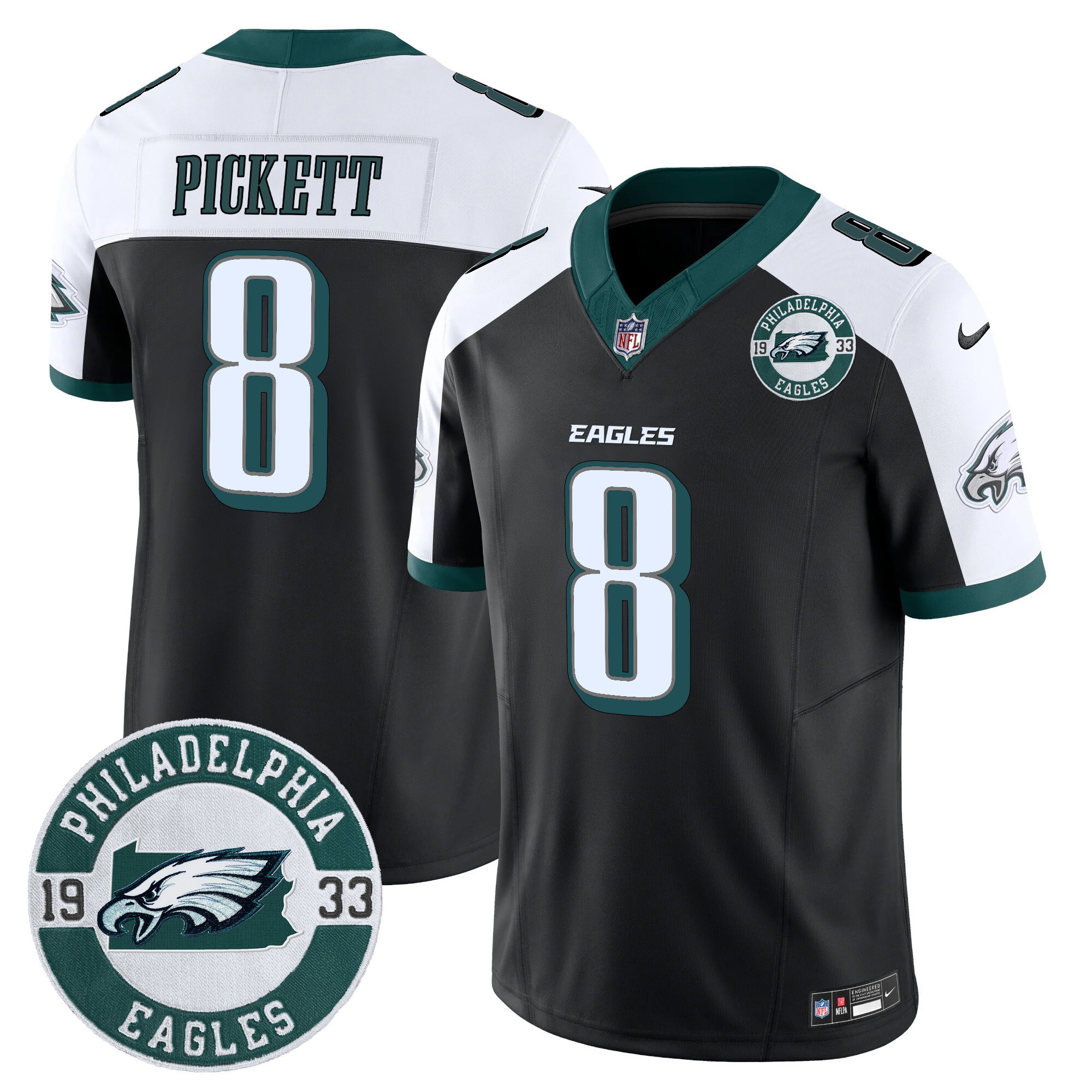 Kenny Pickett Men's Philadelphia Eagles 2024 Vapor Limited Black Alternate Jersey - All Stitched