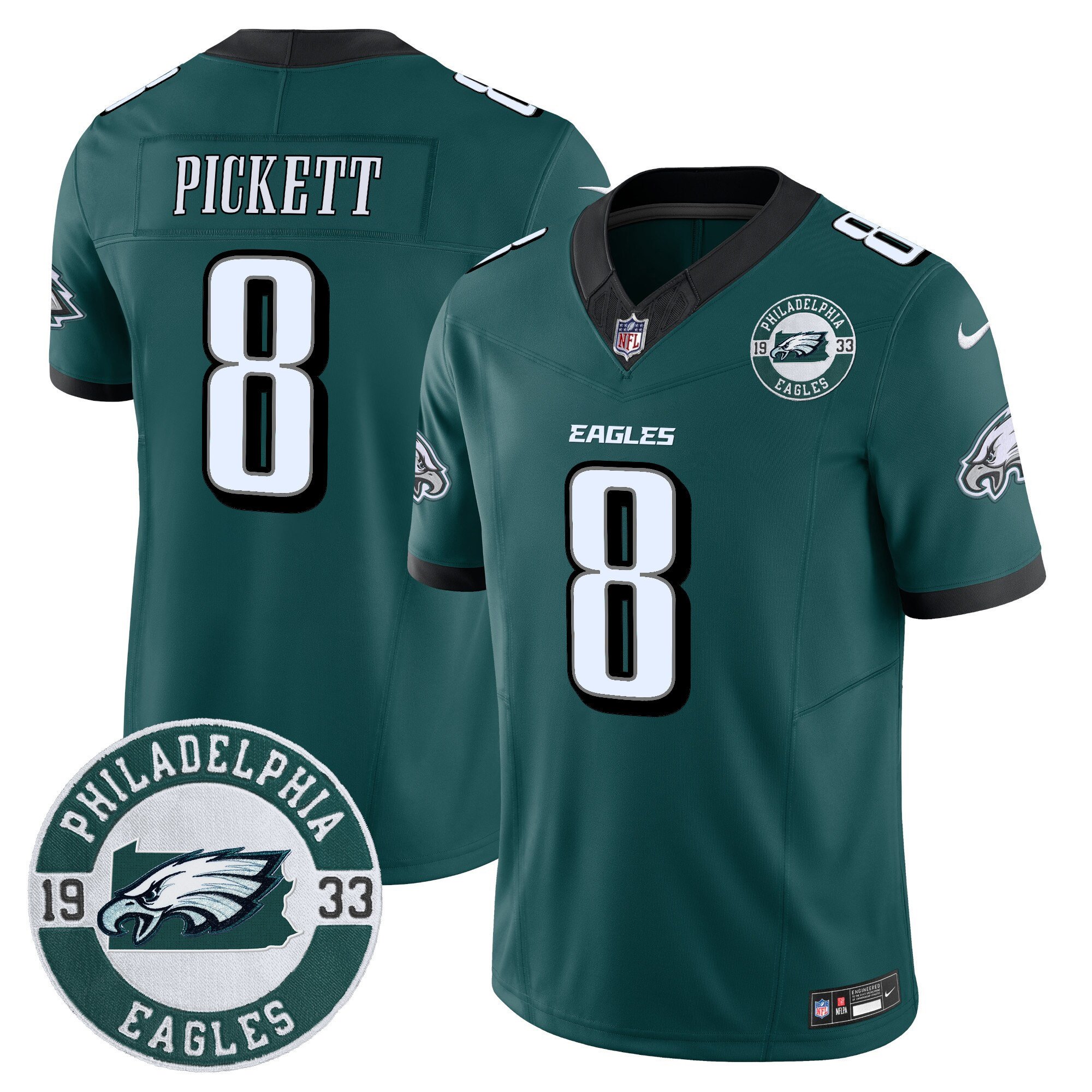 Kenny Pickett Men's Philadelphia Eagles 2024 Vapor Limited Midnight Green Jersey - All Stitched