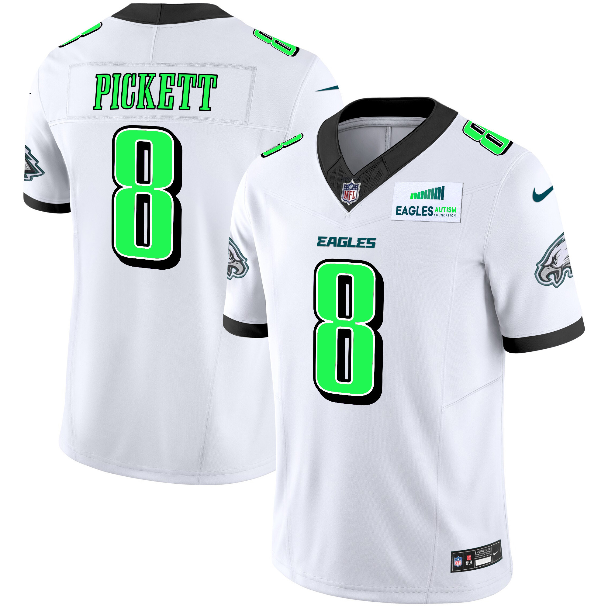 Kenny Pickett Men's Philadelphia Eagles Autism Foundation Patch Vapor Limited White Jersey - All Stitched