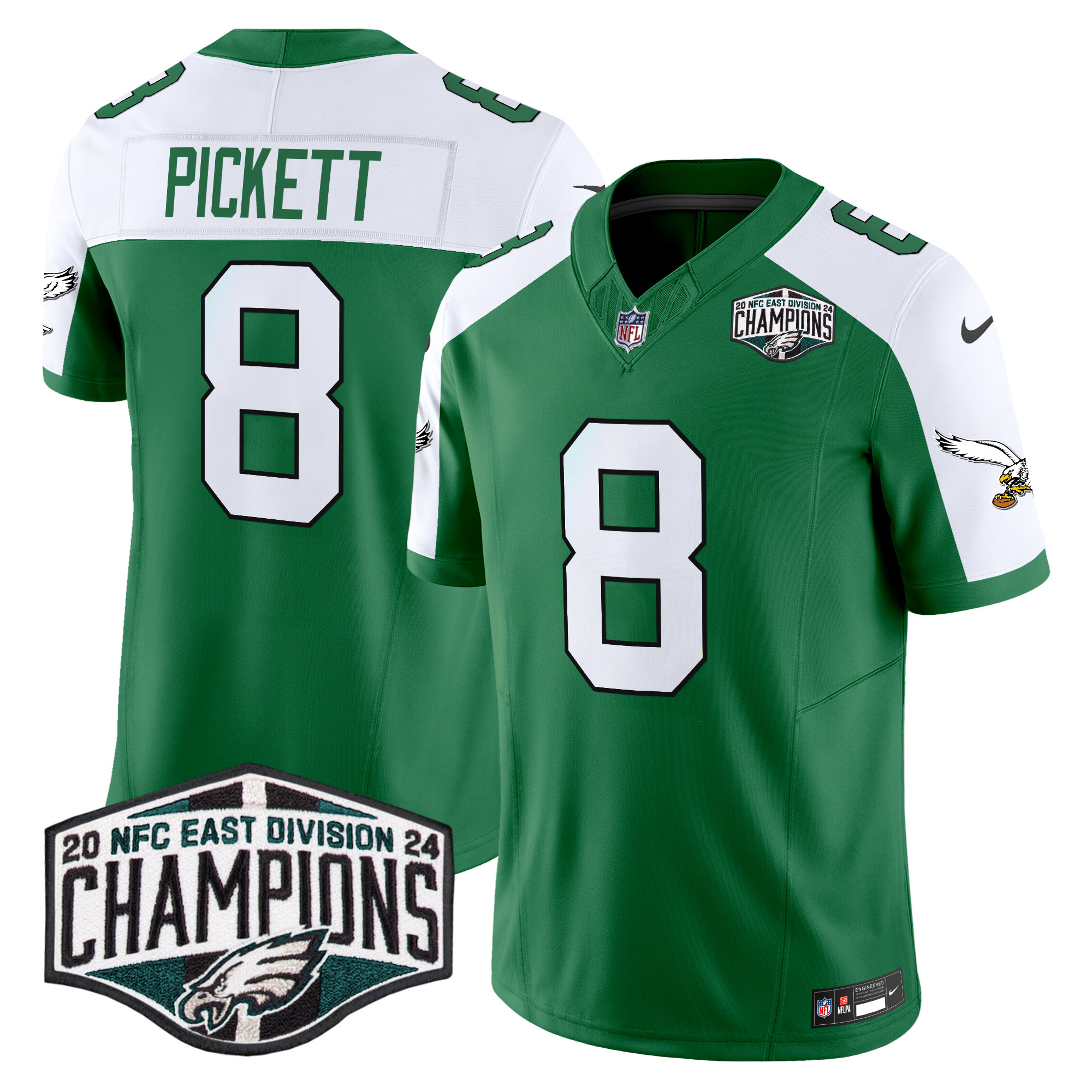 Kenny Pickett Men's Philadelphia Eagles Kelly Green 2024 NFC East Division Champions Vapor Limited Kelly Alternate Jersey - All Stitched