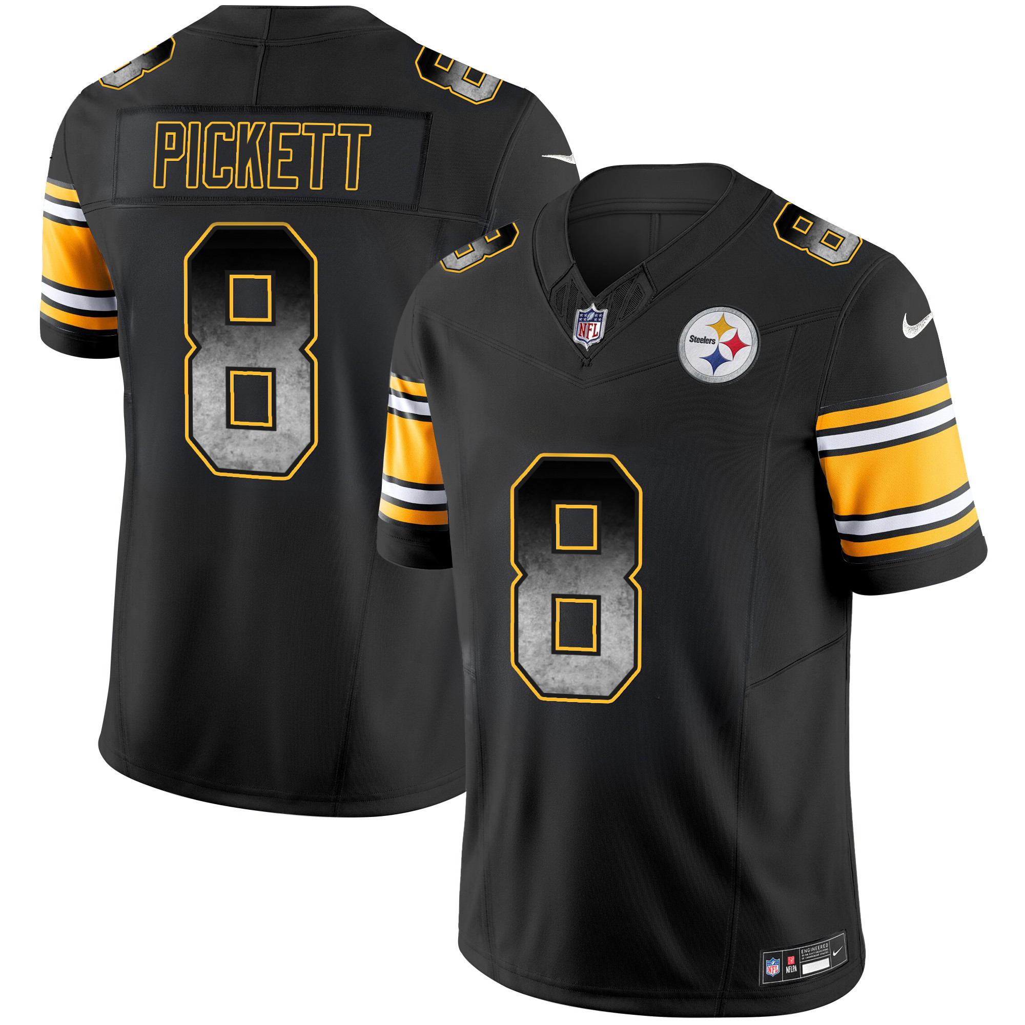 Kenny Pickett Men's Pittsburgh Steelers Arch Smoke Vapor Black Jersey - All Stitched