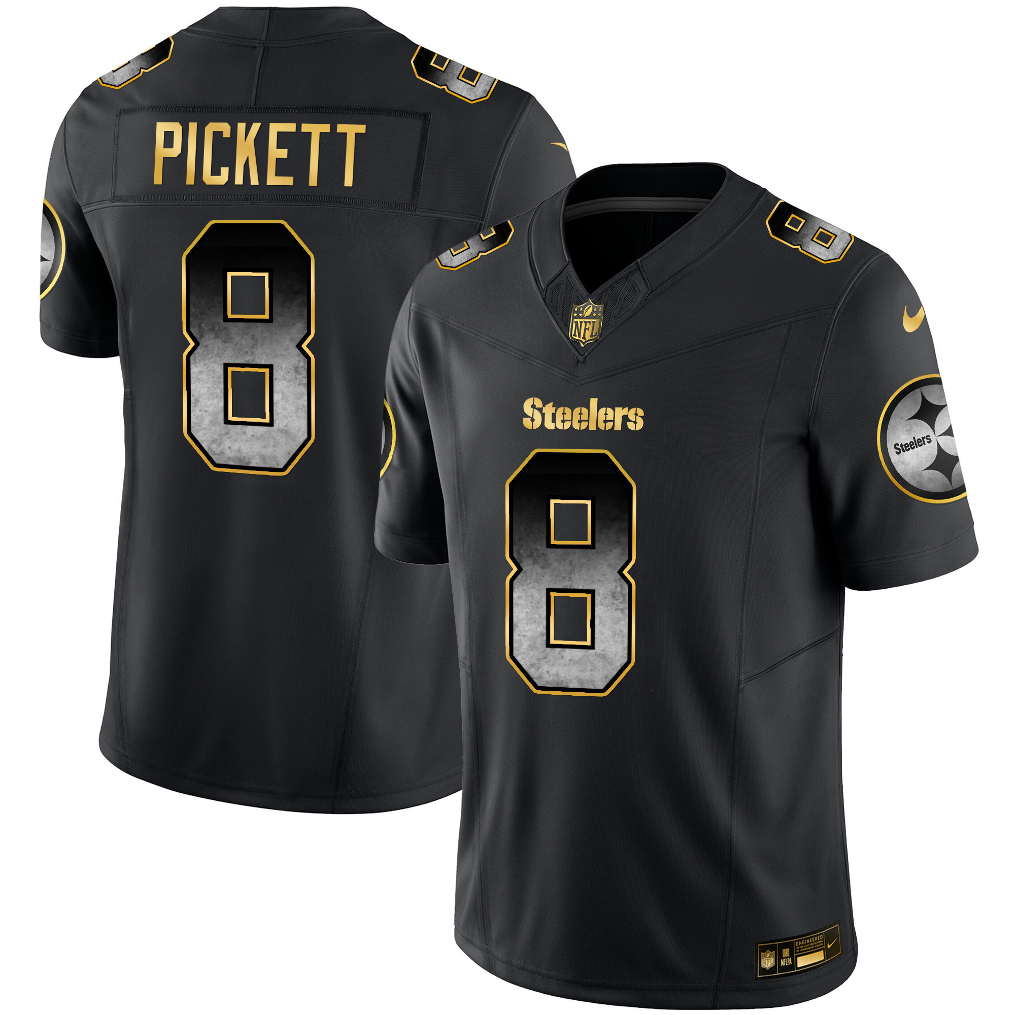 Kenny Pickett Men's Pittsburgh Steelers Arch Smoke Vapor Black Jersey - All Stitched