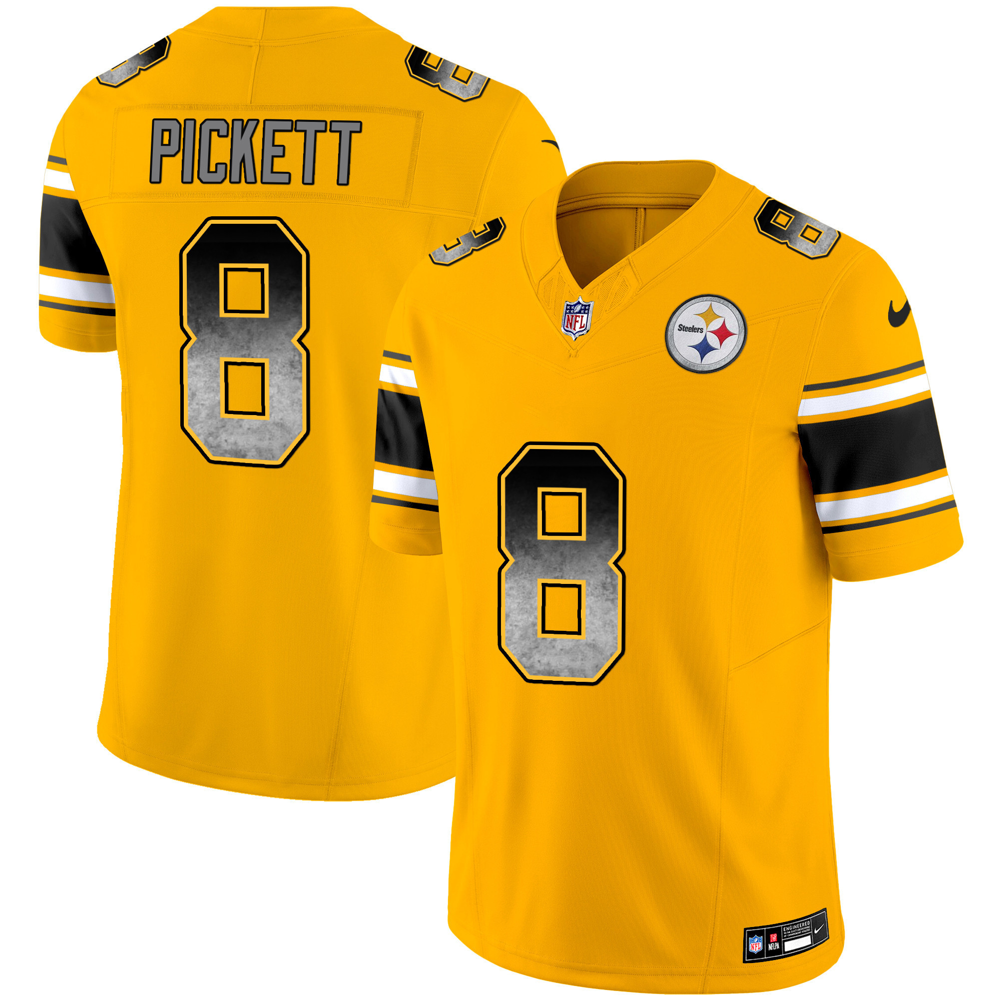 Kenny Pickett Men's Pittsburgh Steelers Arch Smoke Vapor Gold Jersey - All Stitched
