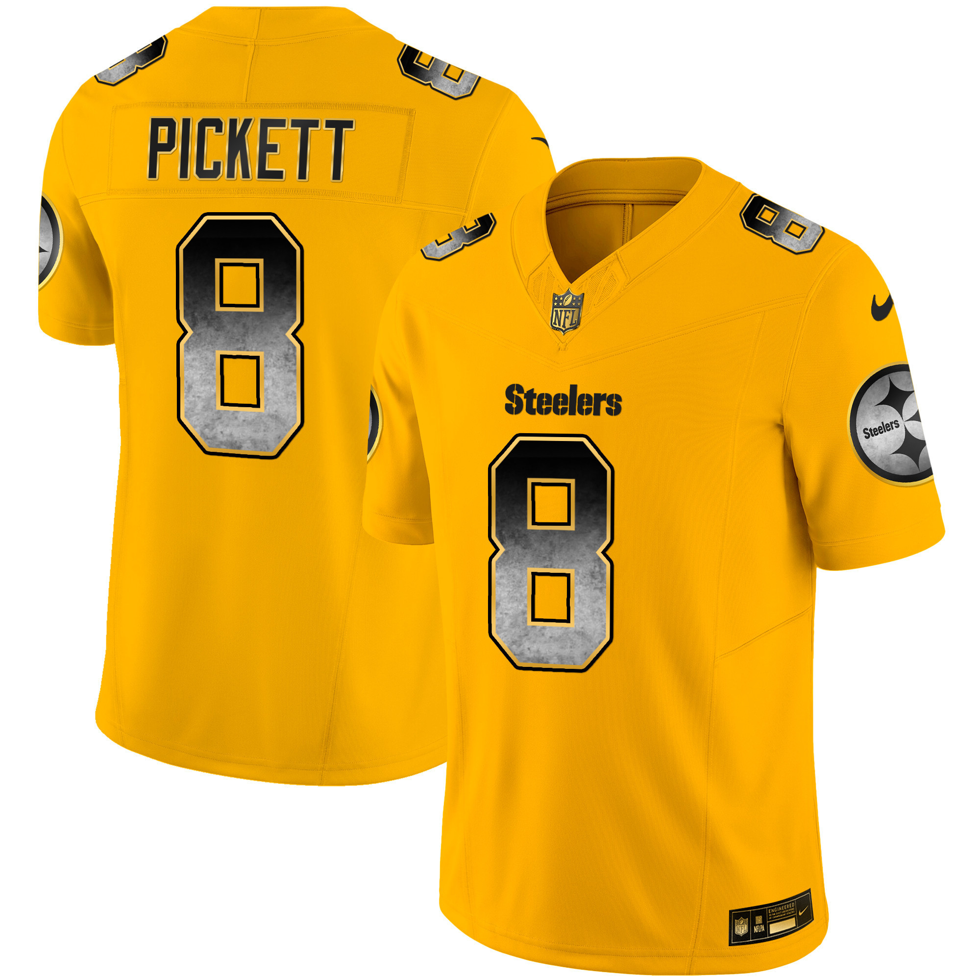 Kenny Pickett Men's Pittsburgh Steelers Arch Smoke Vapor Gold Jersey - All Stitched
