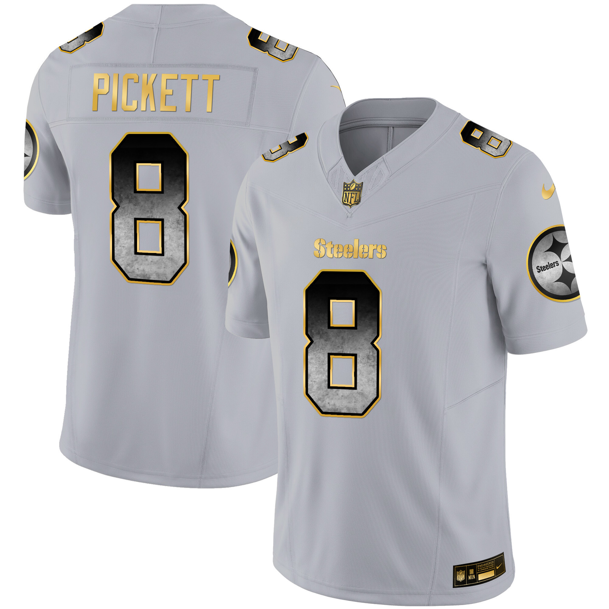 Kenny Pickett Men's Pittsburgh Steelers Arch Smoke Vapor Gray Jersey - All Stitched