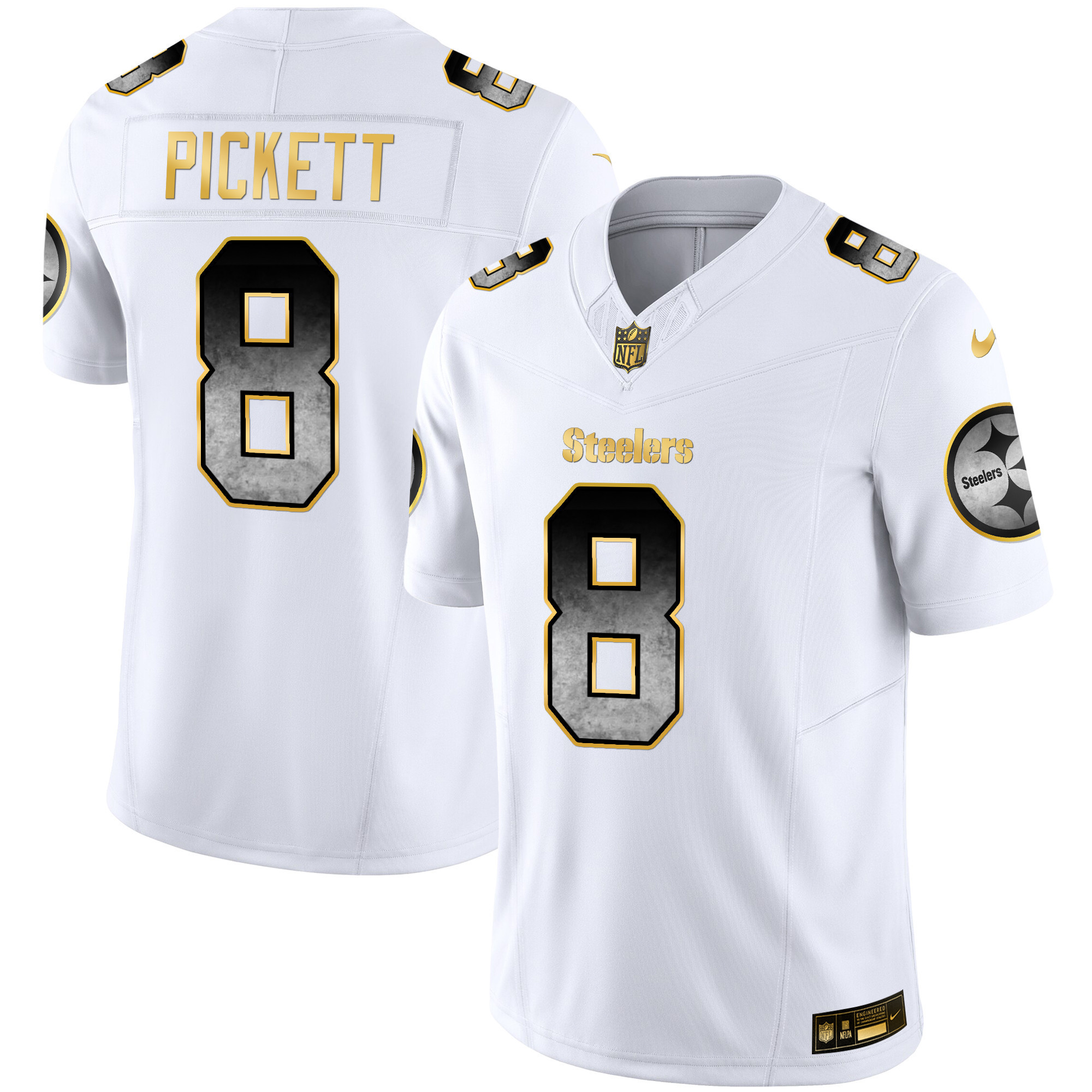 Kenny Pickett Men's Pittsburgh Steelers Arch Smoke Vapor White Jersey - All Stitched