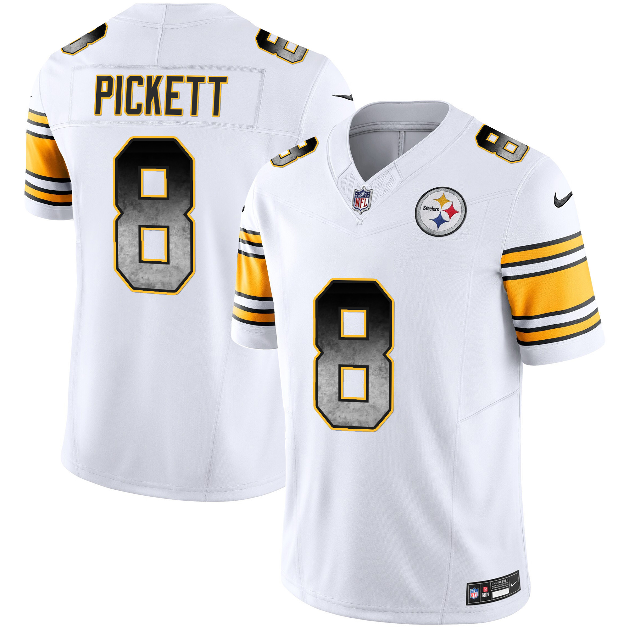 Kenny Pickett Men's Pittsburgh Steelers Arch Smoke Vapor White Jersey - All Stitched
