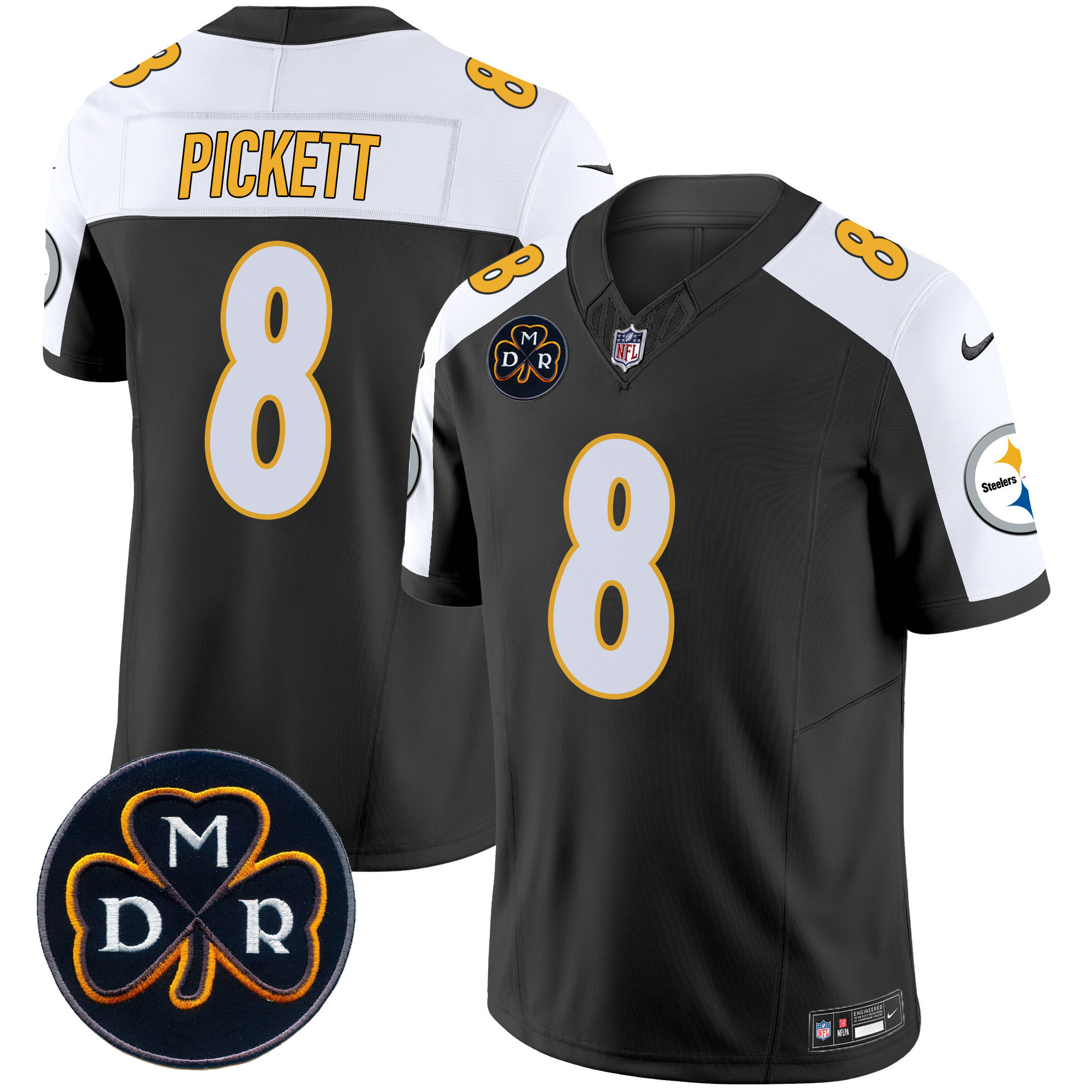 Kenny Pickett Men's Pittsburgh Steelers DMR Patch Vapor Limited Black Alternate Jersey - All Stitched