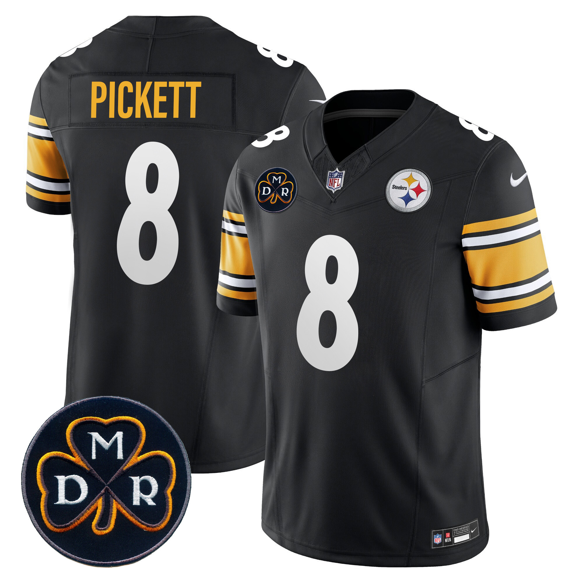 Kenny Pickett Men's Pittsburgh Steelers DMR Patch Vapor Limited Black Jersey - All Stitched