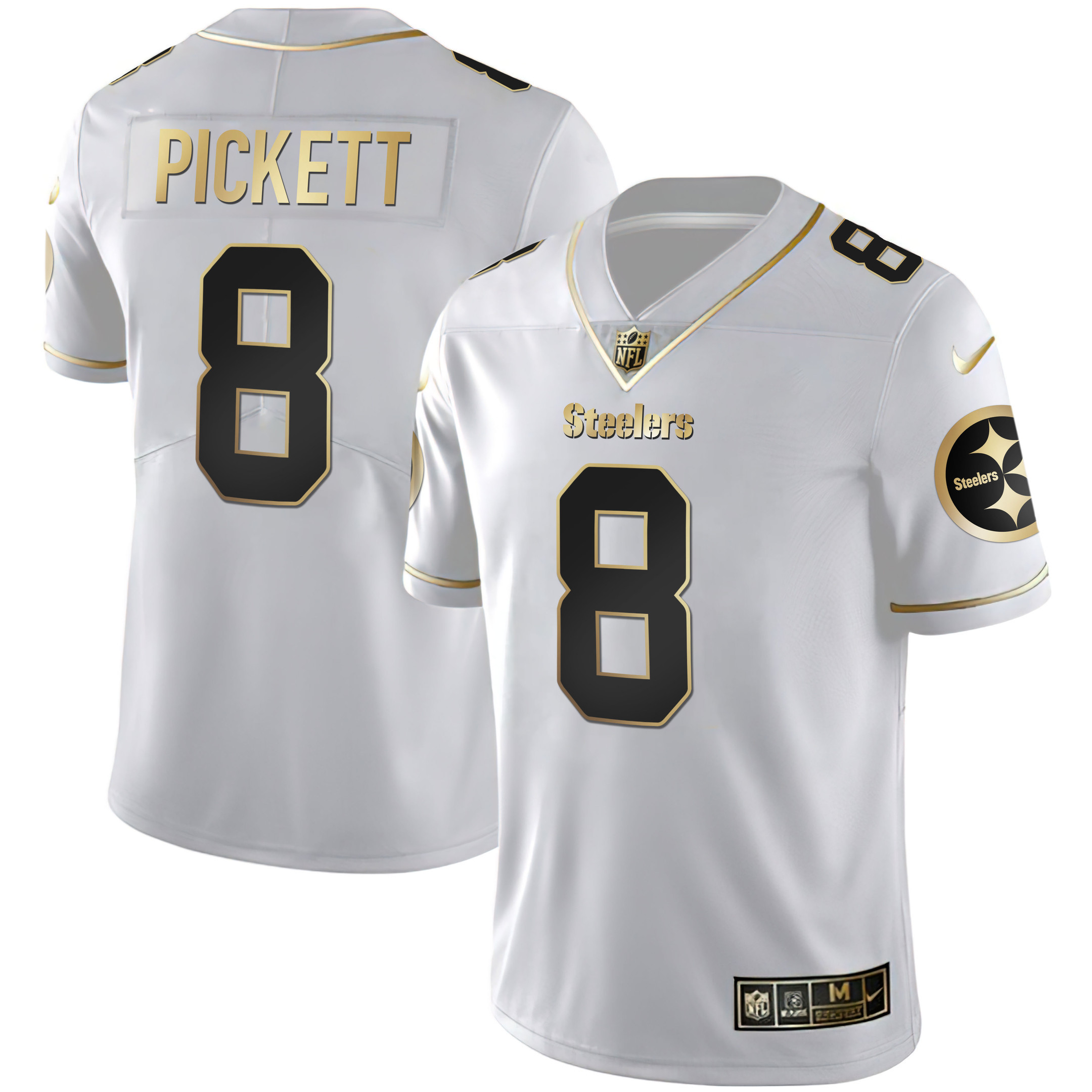 Kenny Pickett Men's Pittsburgh Steelers Gold & Split - All Stitched White Gold Jersey - All Stitched