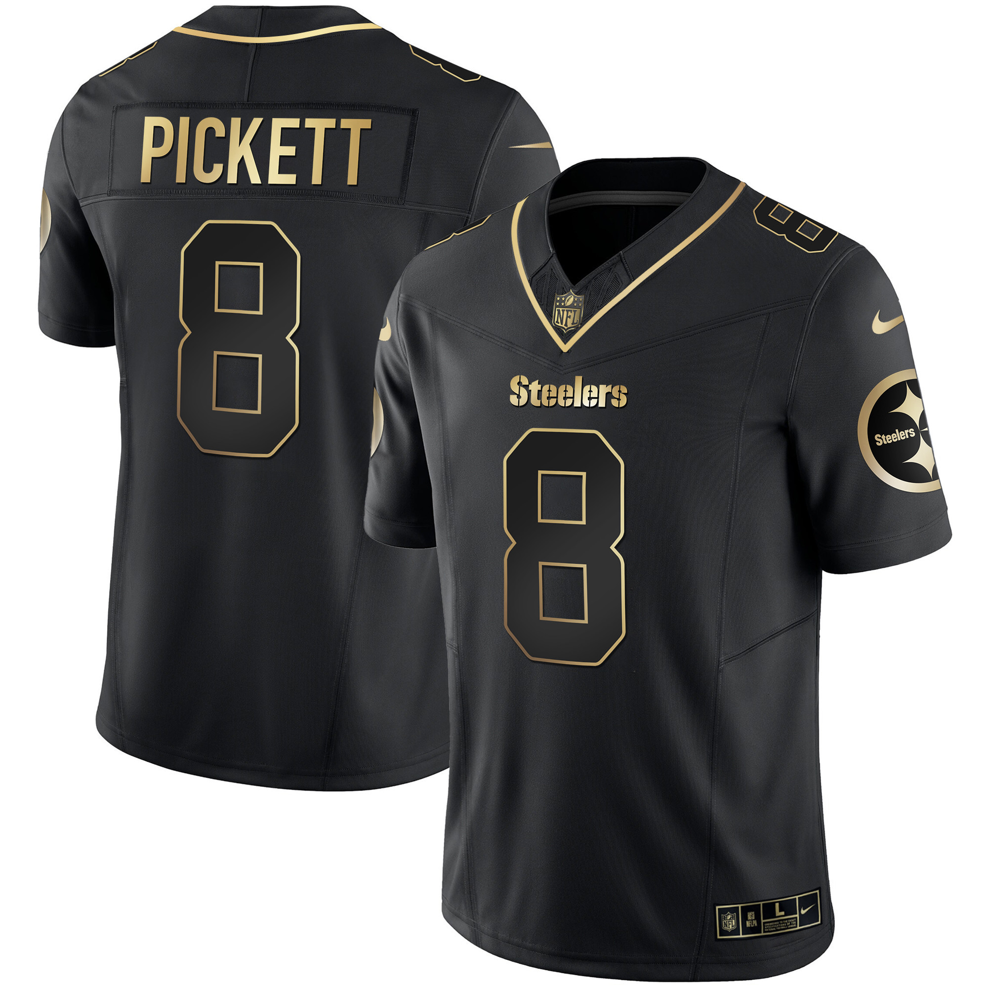 Kenny Pickett Men's Pittsburgh Steelers Gold Vapor Black Gold Jersey - All Stitched