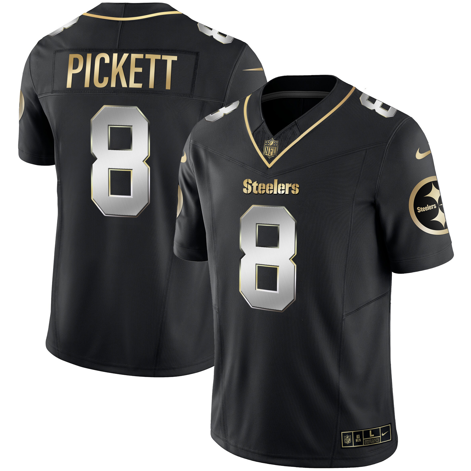 Kenny Pickett Men's Pittsburgh Steelers Gold Vapor Black Limited Jersey - All Stitched