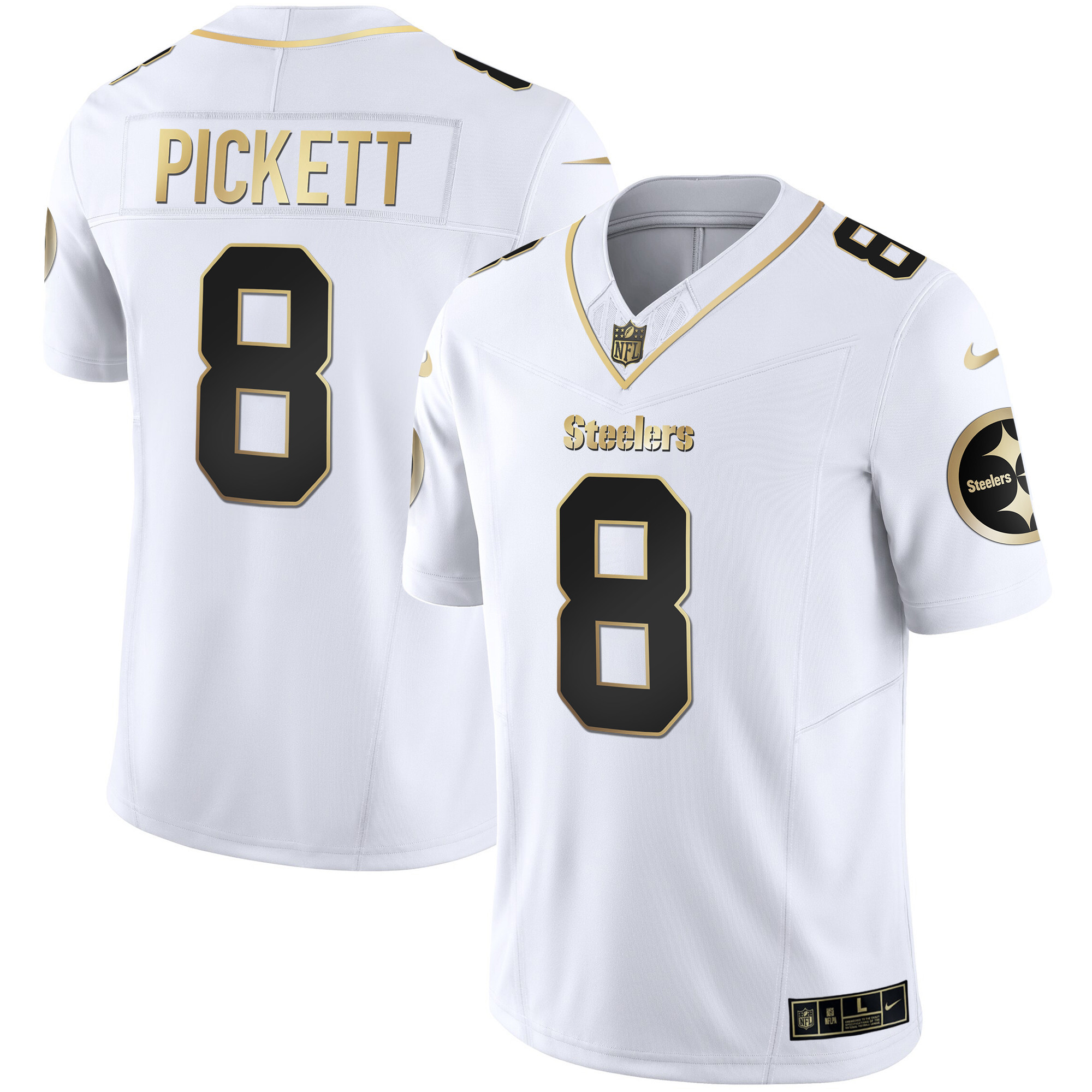 Kenny Pickett Men's Pittsburgh Steelers Gold Vapor White Gold Jersey - All Stitched