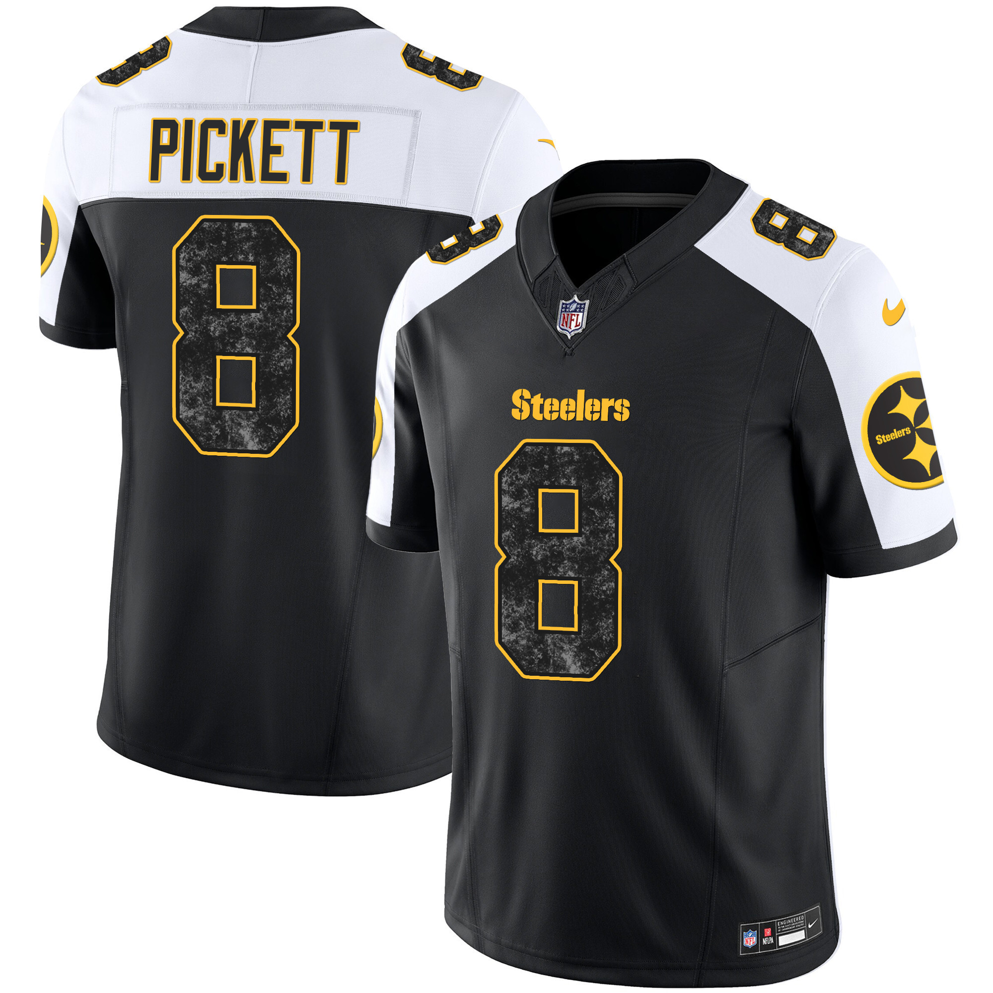 Kenny Pickett Men's Pittsburgh Steelers Grunge Vapor Limited Alternate Jersey - All Stitched