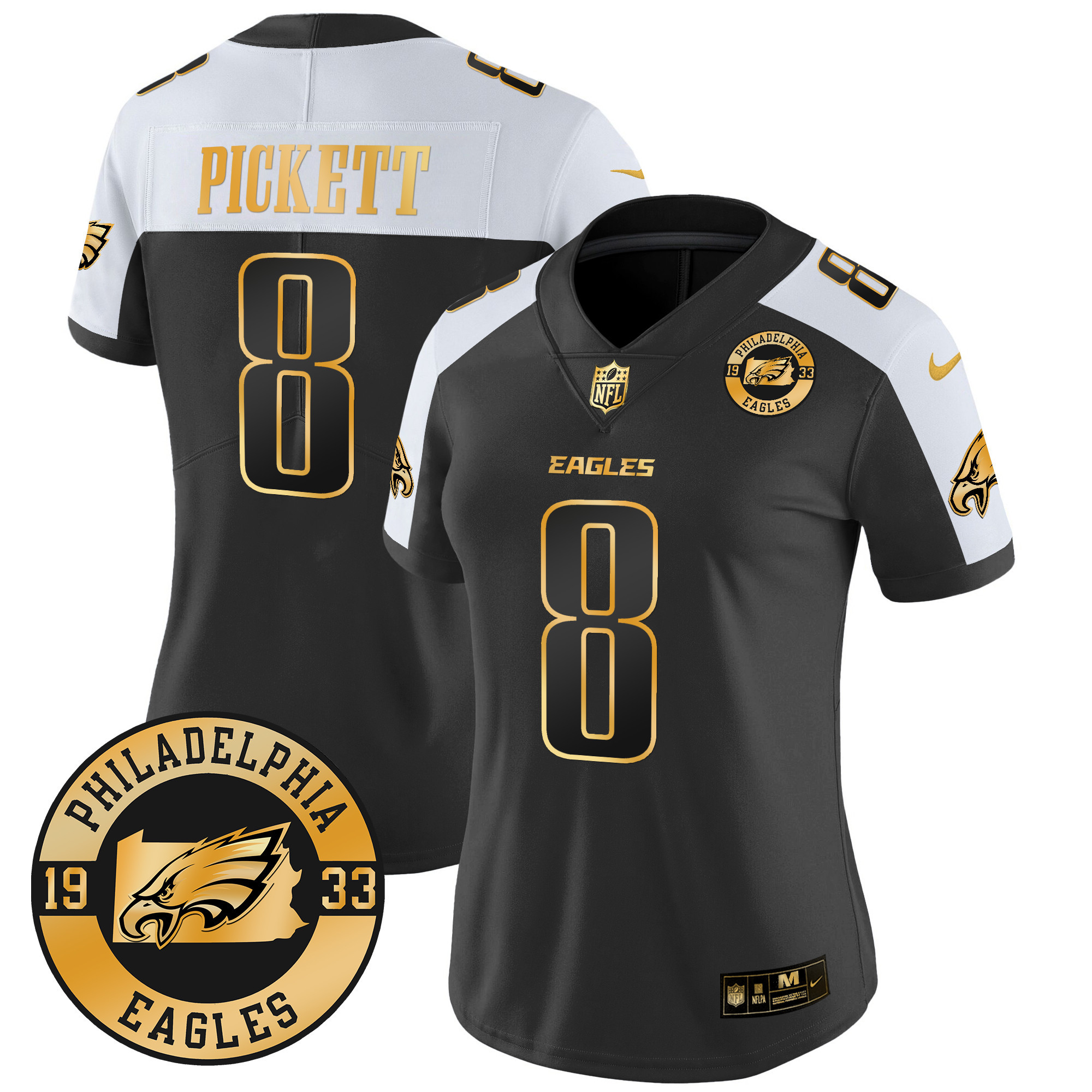 Kenny Pickett Women's Philadelphia Eagles 2024 Gold Vapor Limited Alternate Jersey - All Stitched
