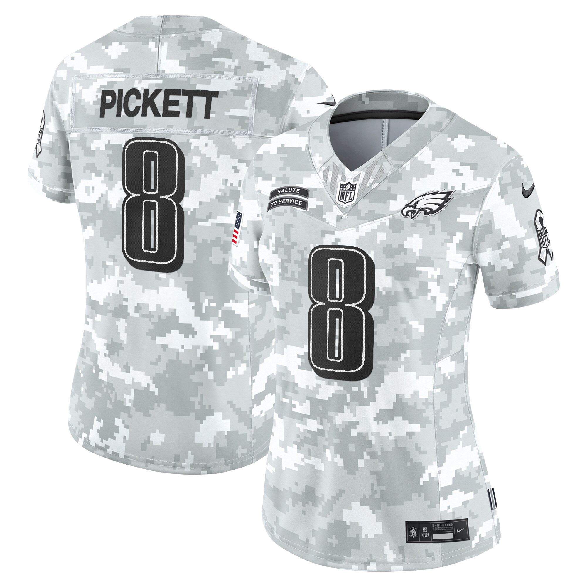 Kenny Pickett Women's Philadelphia Eagles 2024 Salute to Service Vapor Limited Arctic Camo Jersey - All Stitched