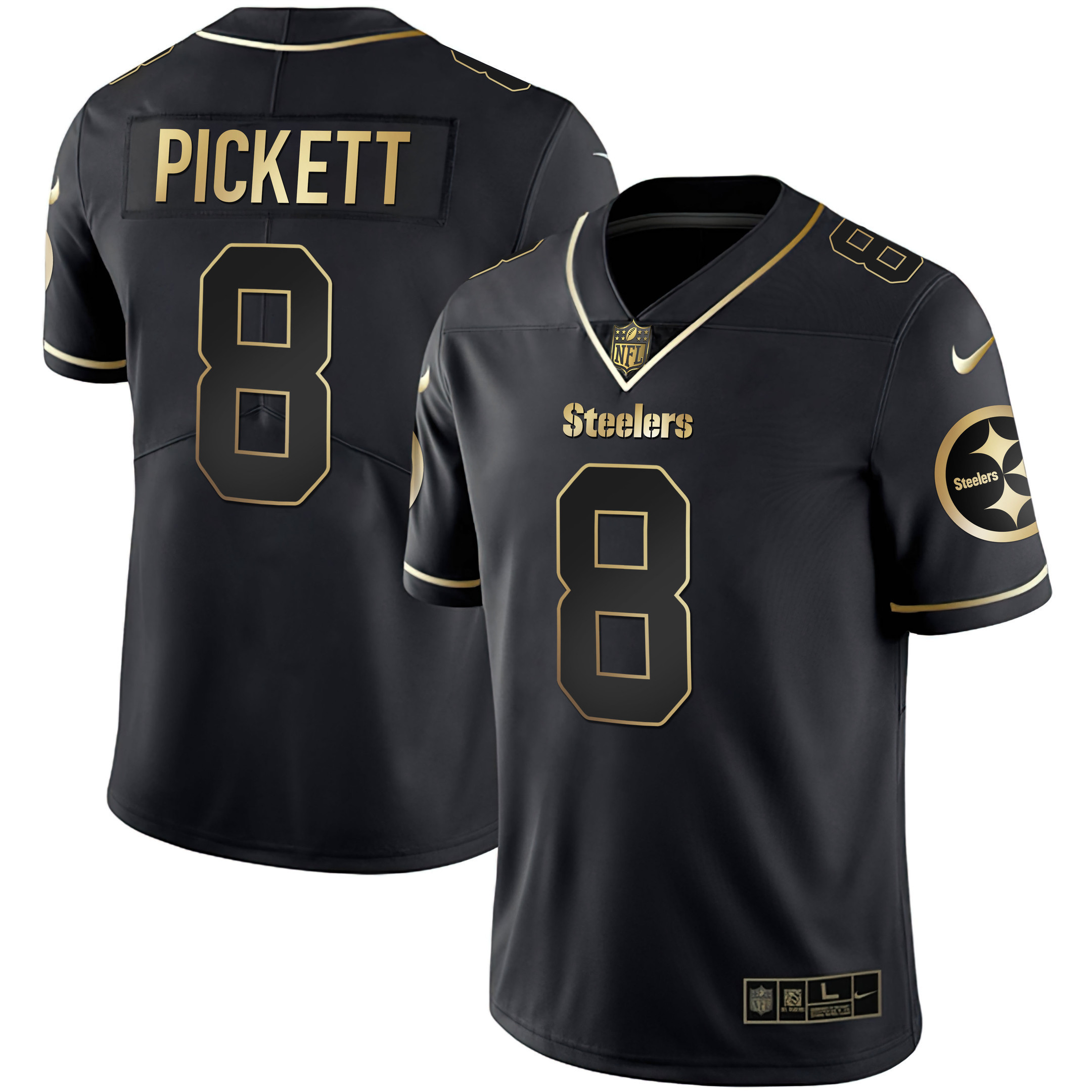 Kenny Pickett Youth's Pittsburgh Steelers Gold & Split - All Stitched Black Gold Jersey - All Stitched